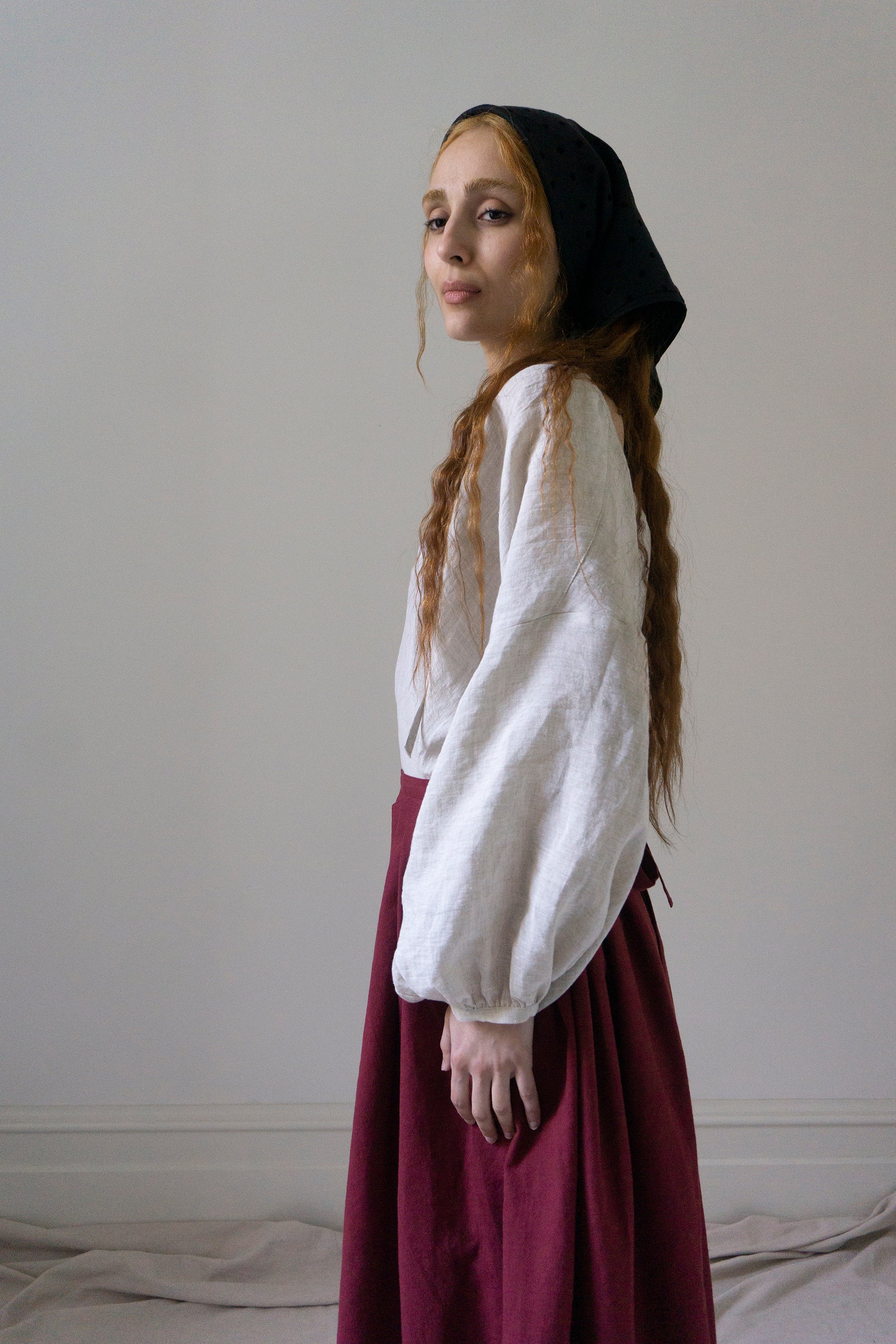 Elleri Apron Skirt - Dark Red