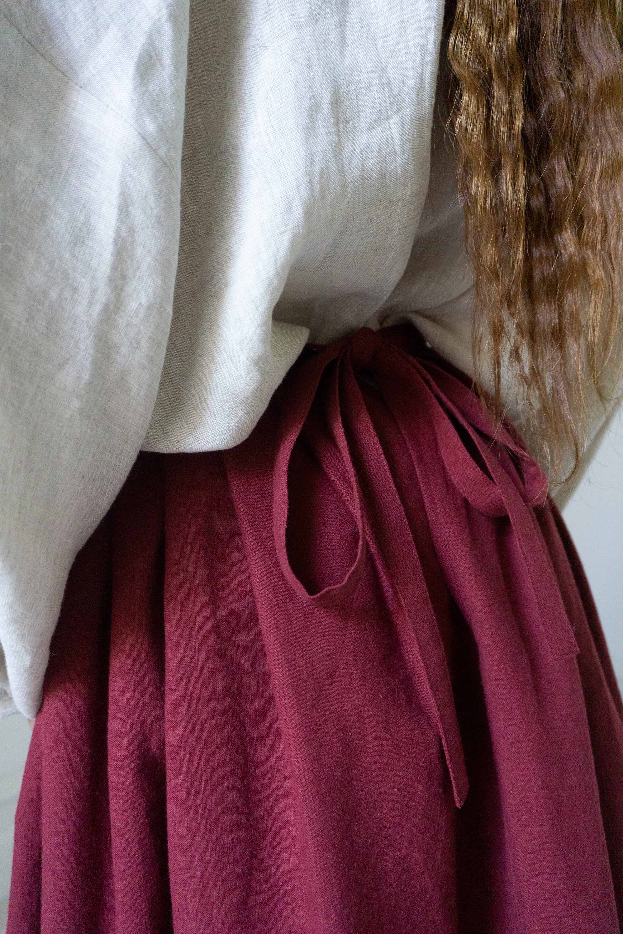 Elleri Apron Skirt - Dark Red