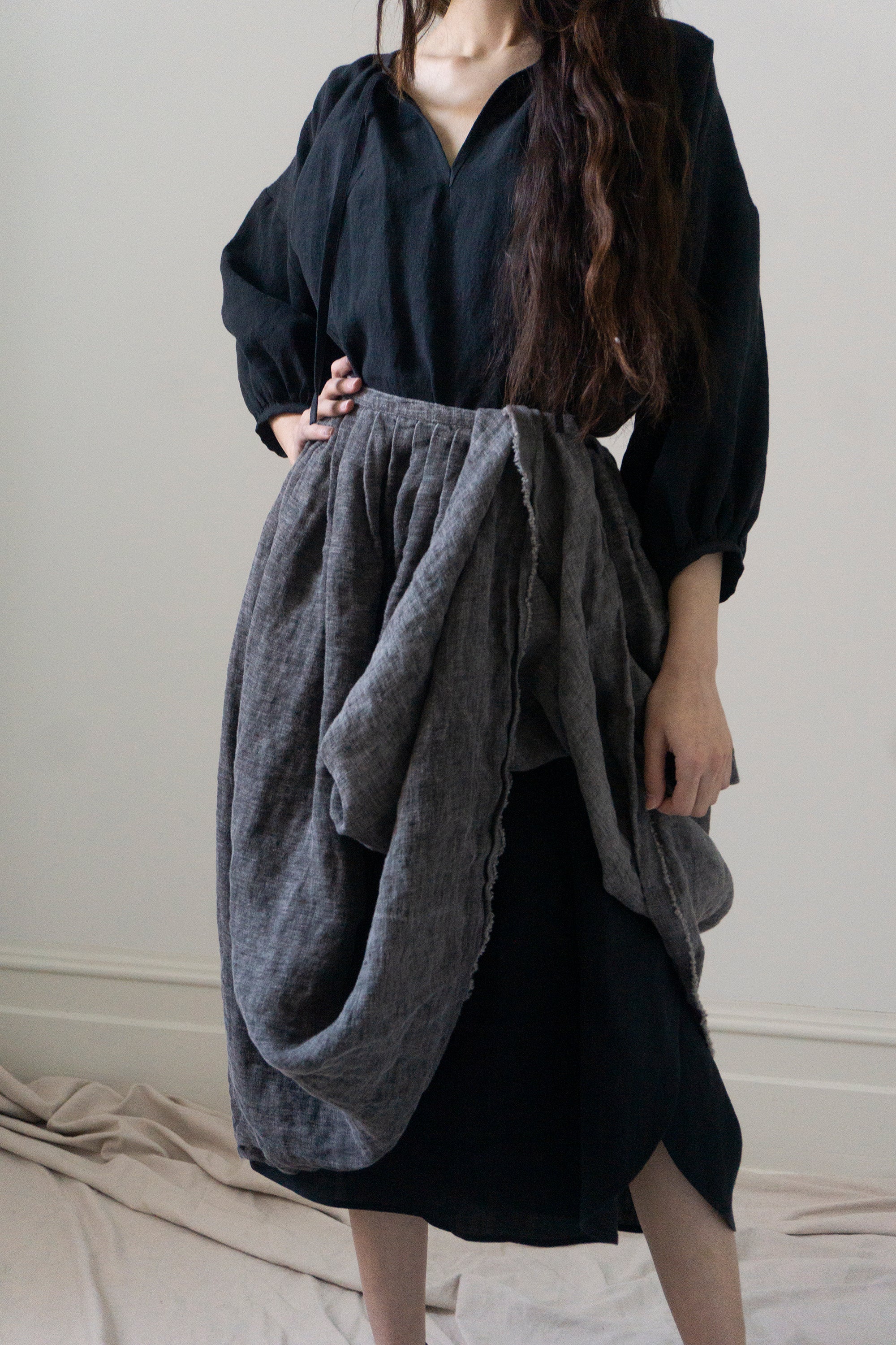 Elleri Apron Skirt - Hand Dyed Linen