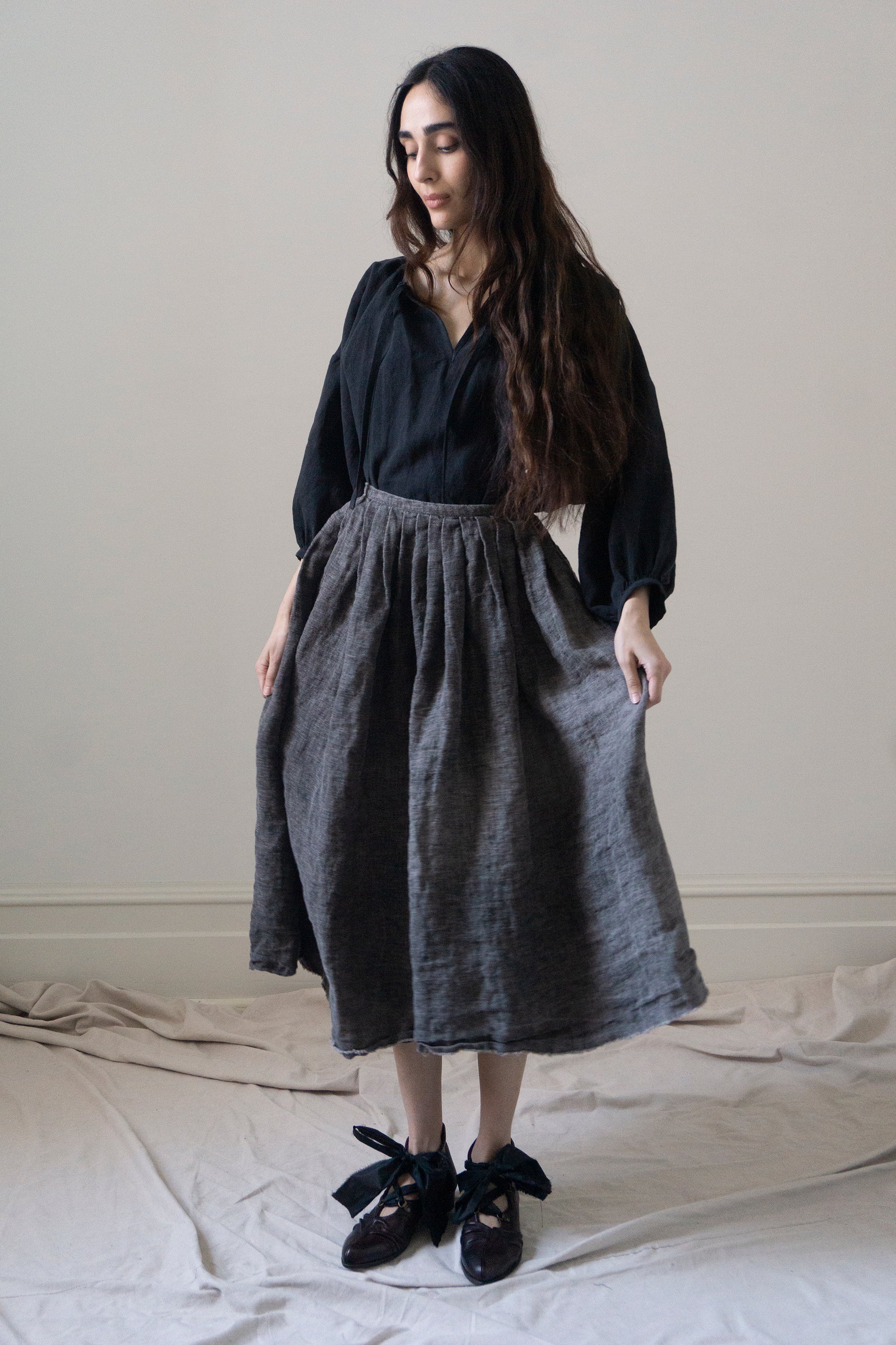Elleri Apron Skirt - Hand Dyed Linen