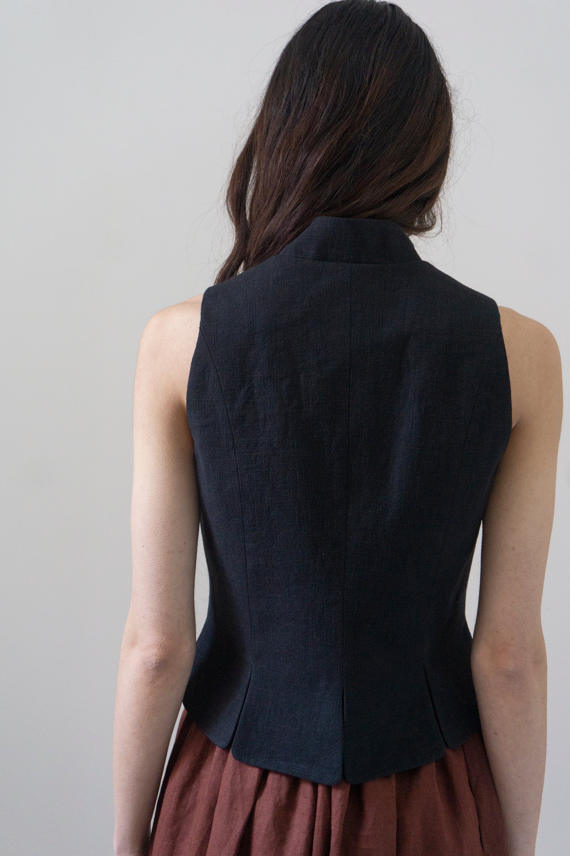 Fiora Linen Waistcoat - Black