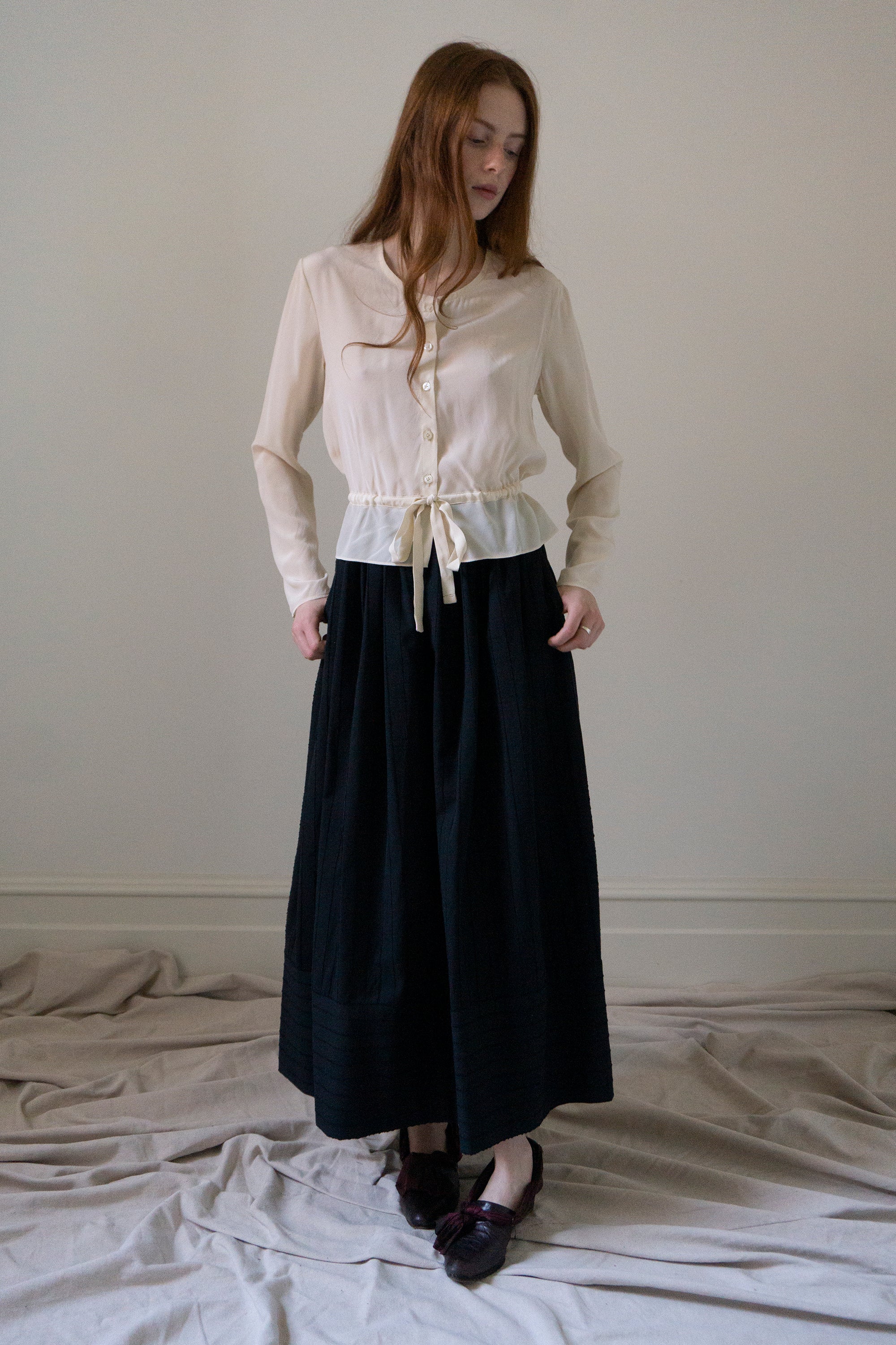 Inez Blouse - Cream Silk (SIZE S)