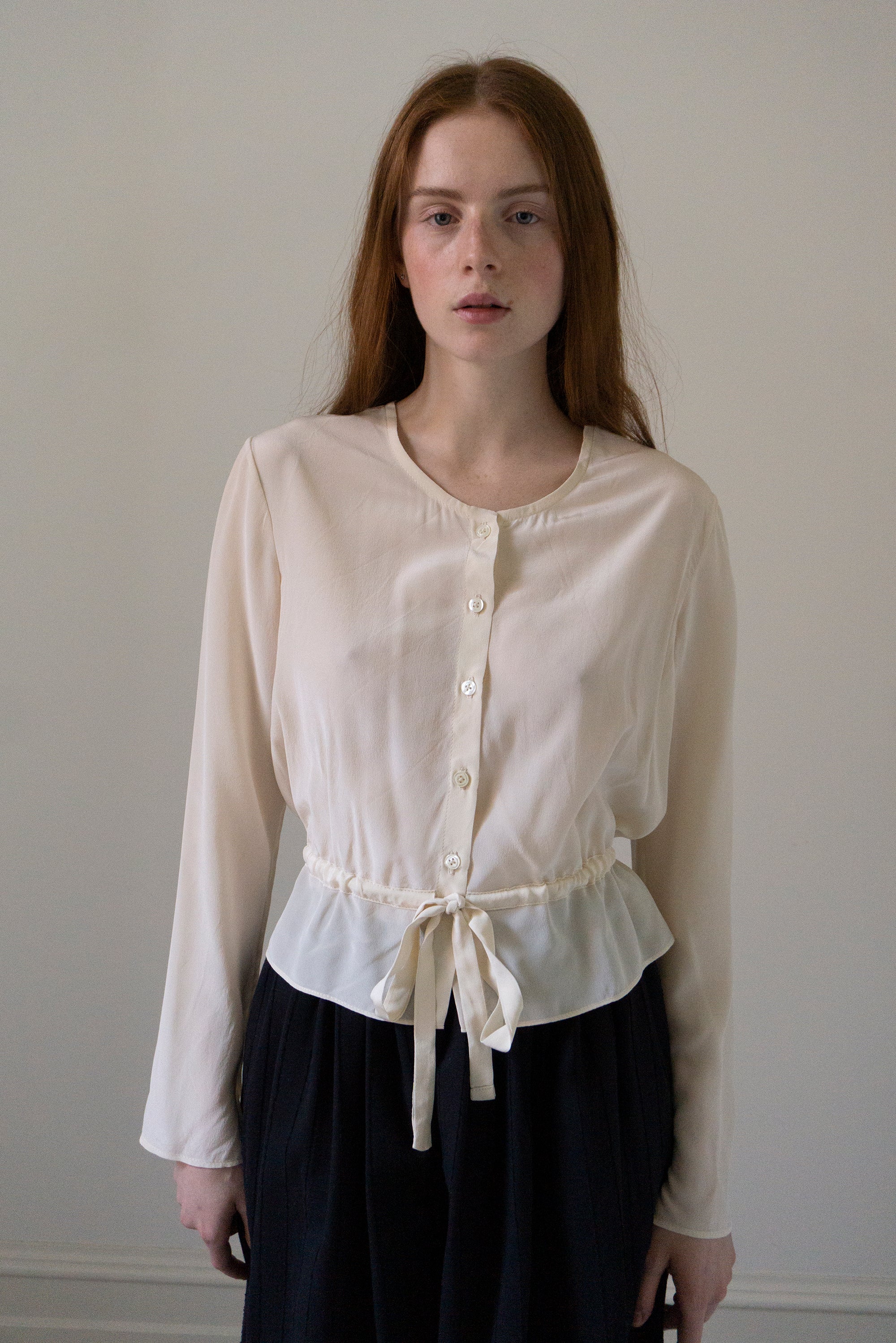 Inez Blouse - Cream Silk (SIZE S)