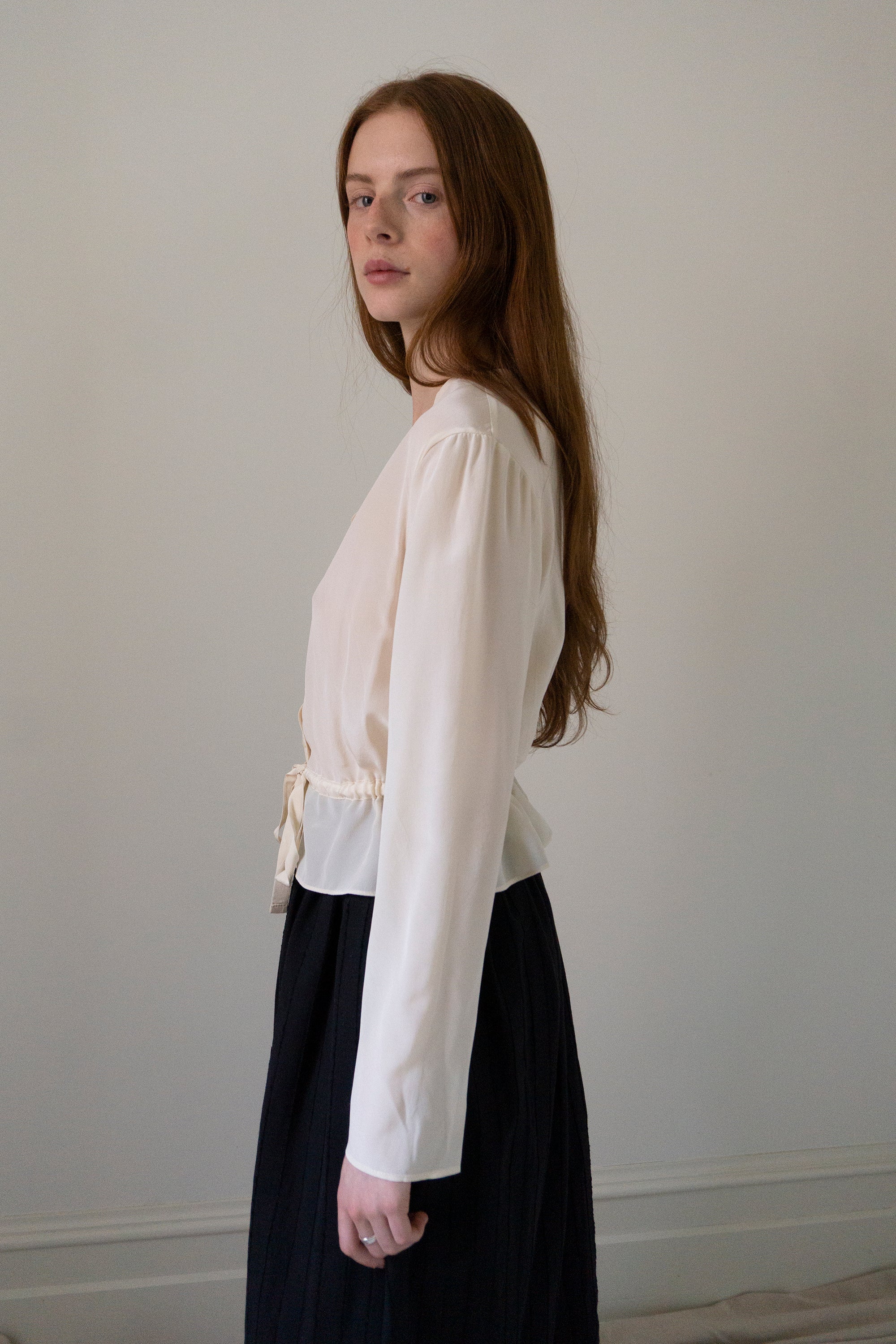 Inez Blouse - Cream Silk (SIZE S)