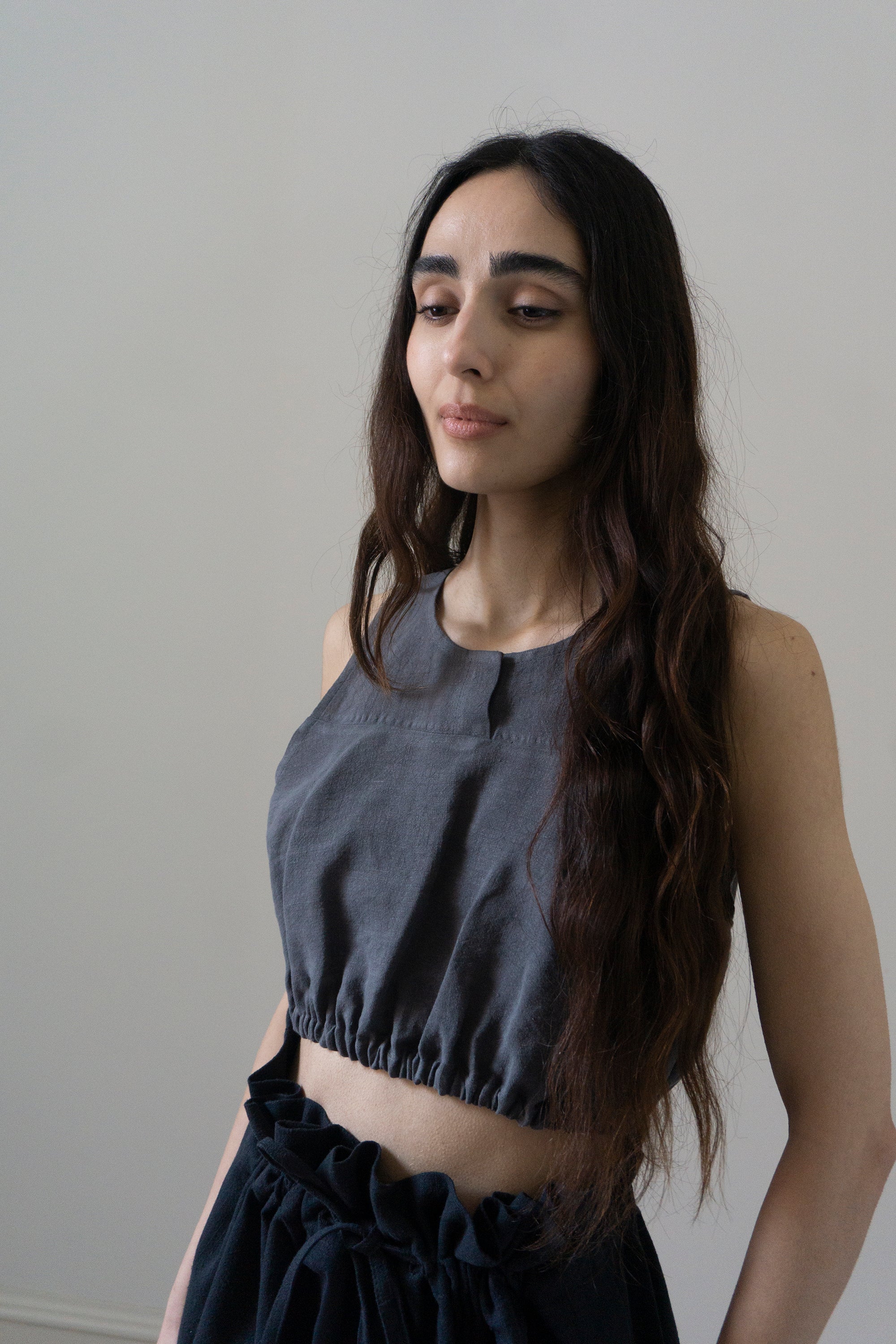 Leonie Linen Top - Grey