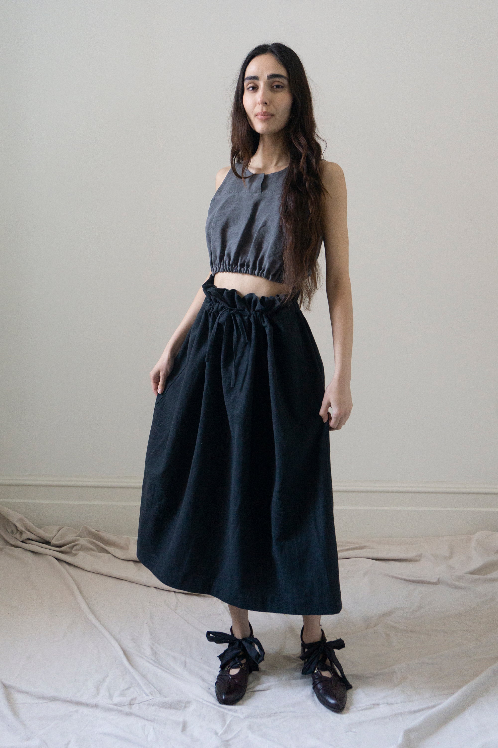 Leonie Linen Top - Grey