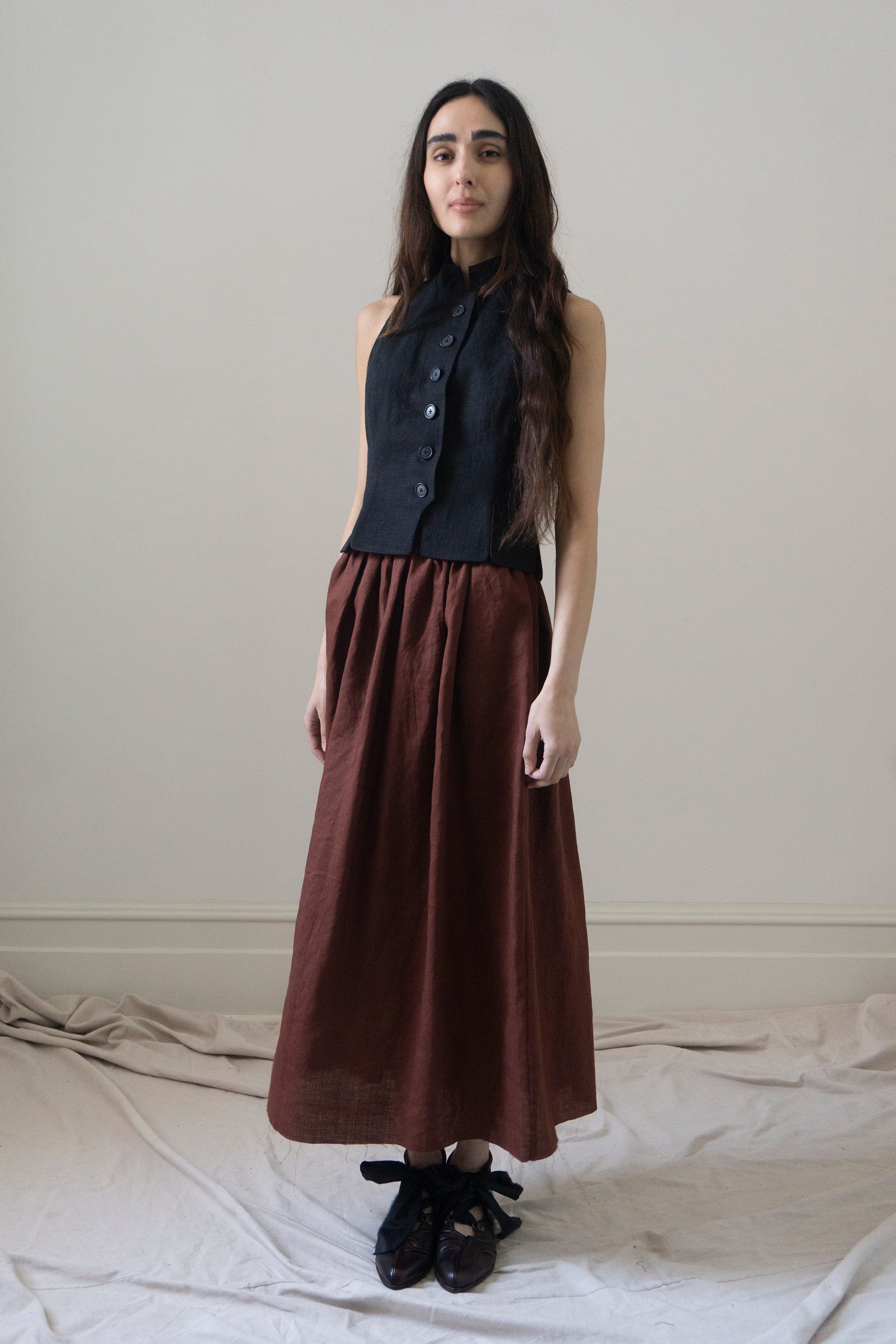 Fiora Linen Waistcoat - Black