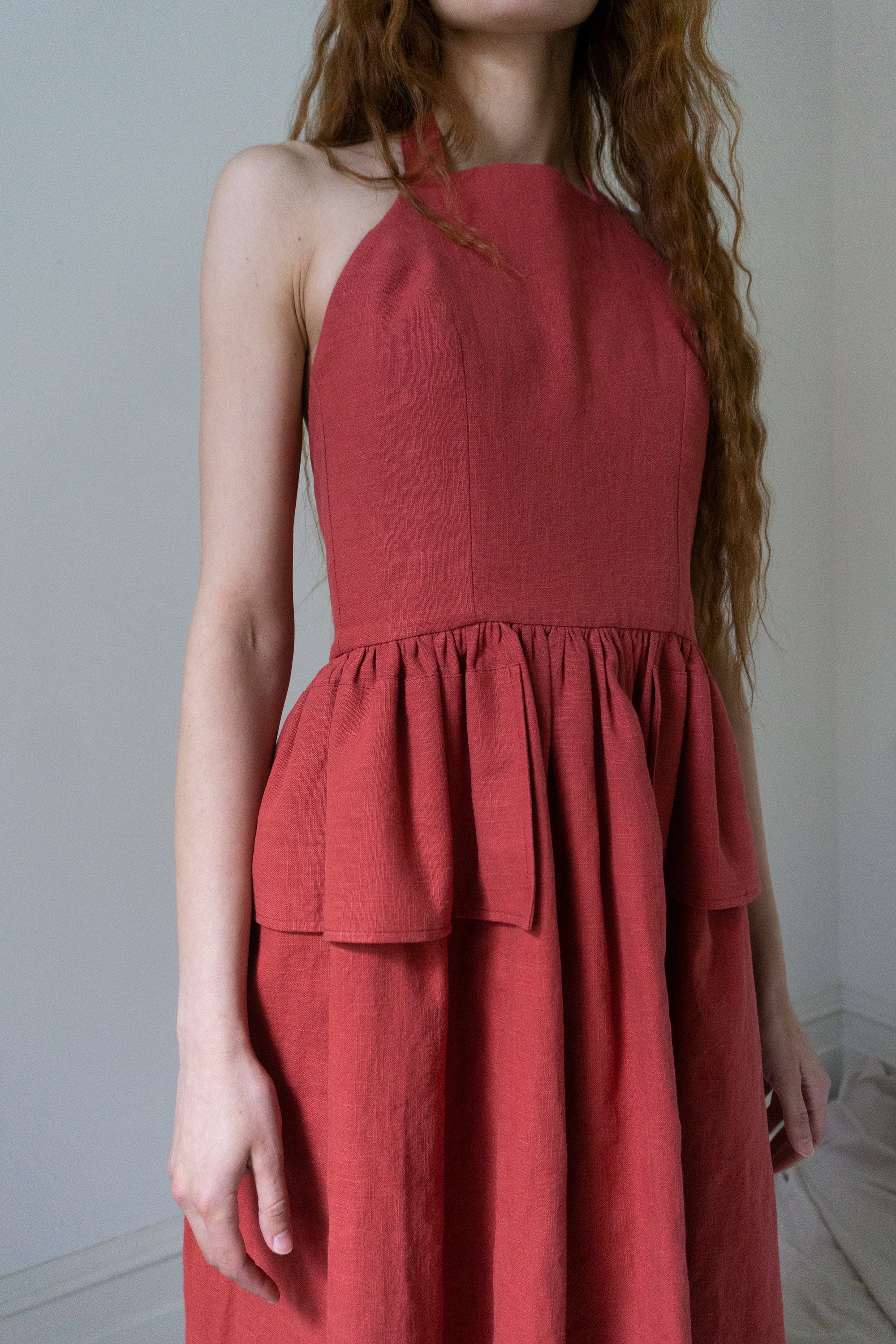 Marion Linen Dress - Cerise