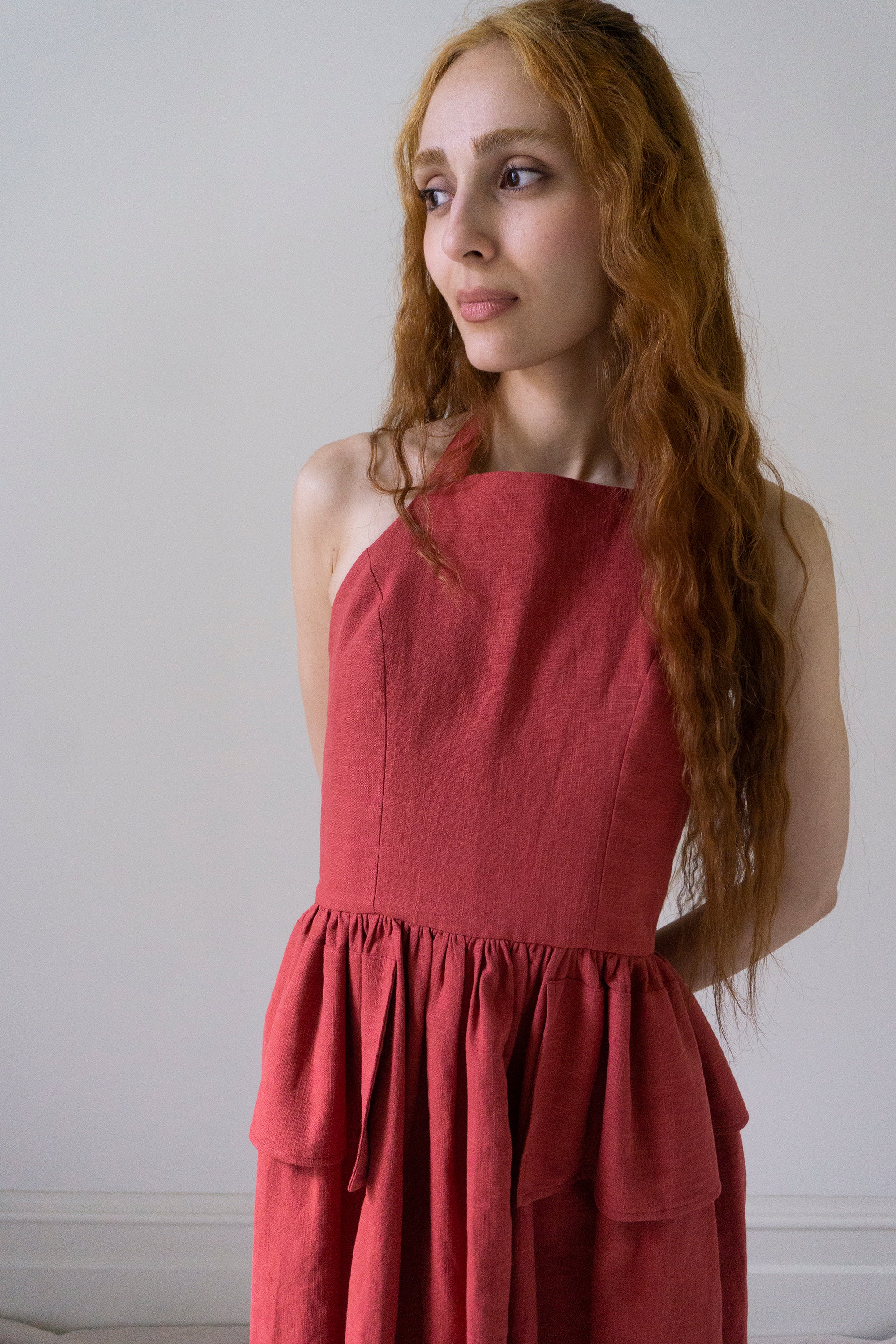 Marion Linen Dress - Cerise