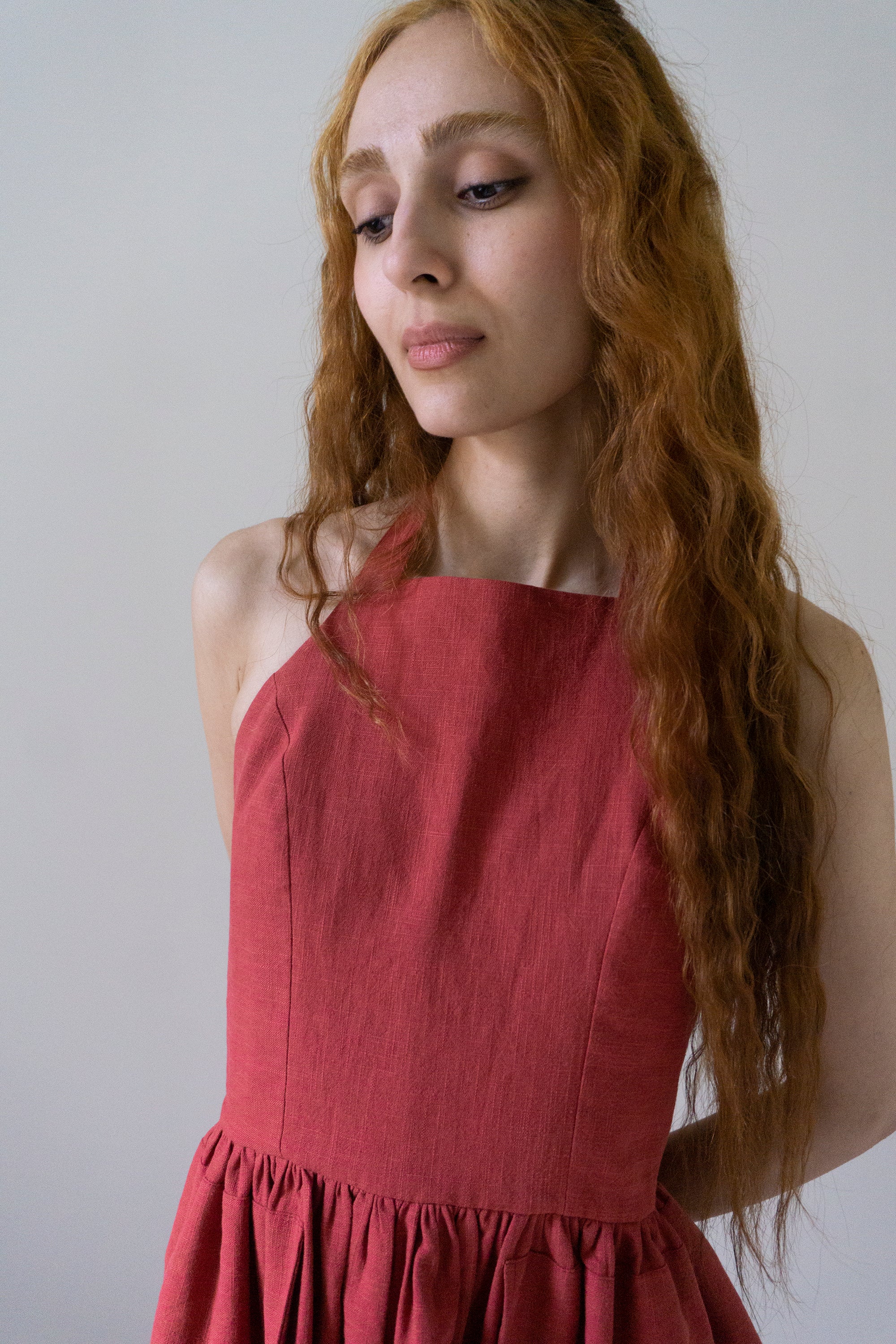 Marion Linen Dress - Cerise