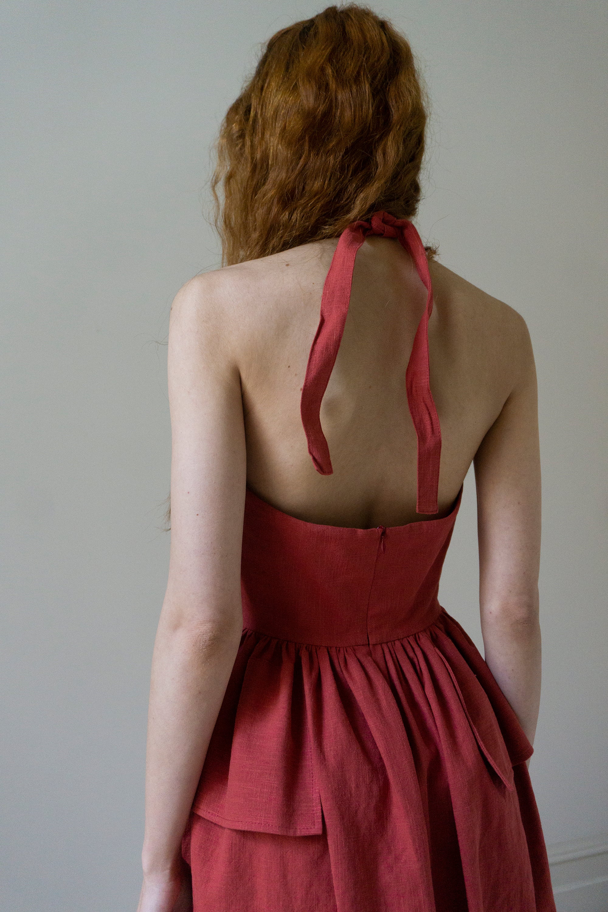 Marion Linen Dress - Cerise