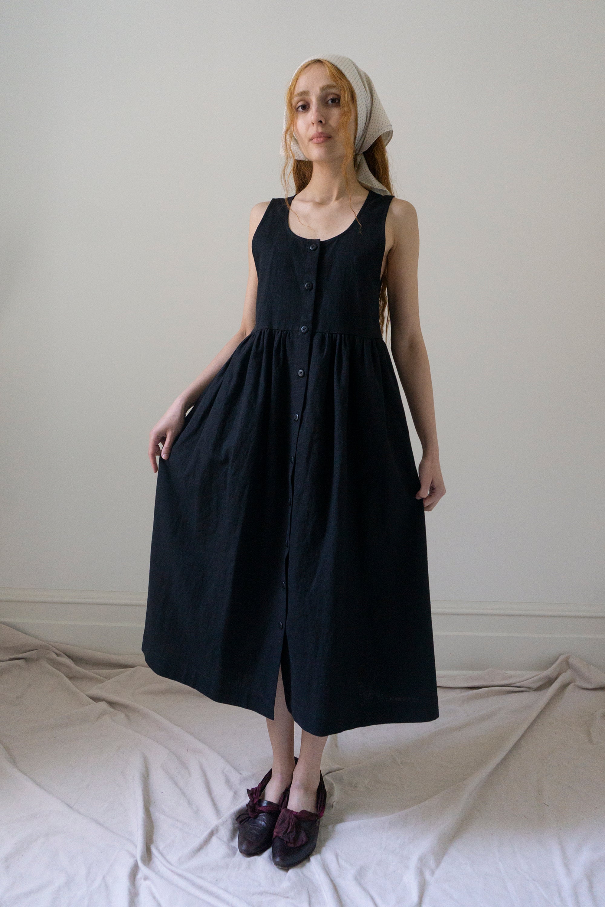 Maryse Linen Dress - Black