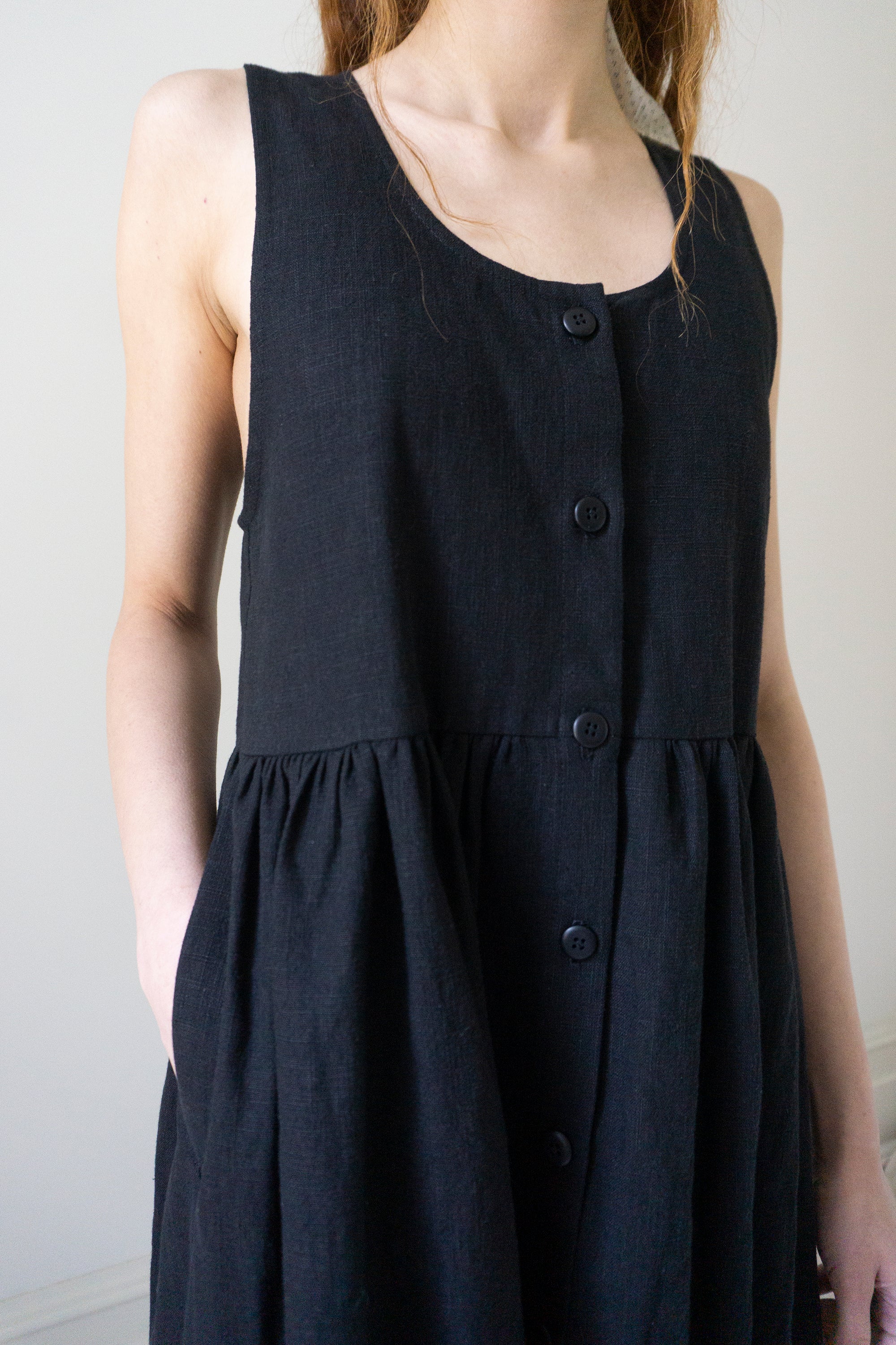 Maryse Linen Dress - Black