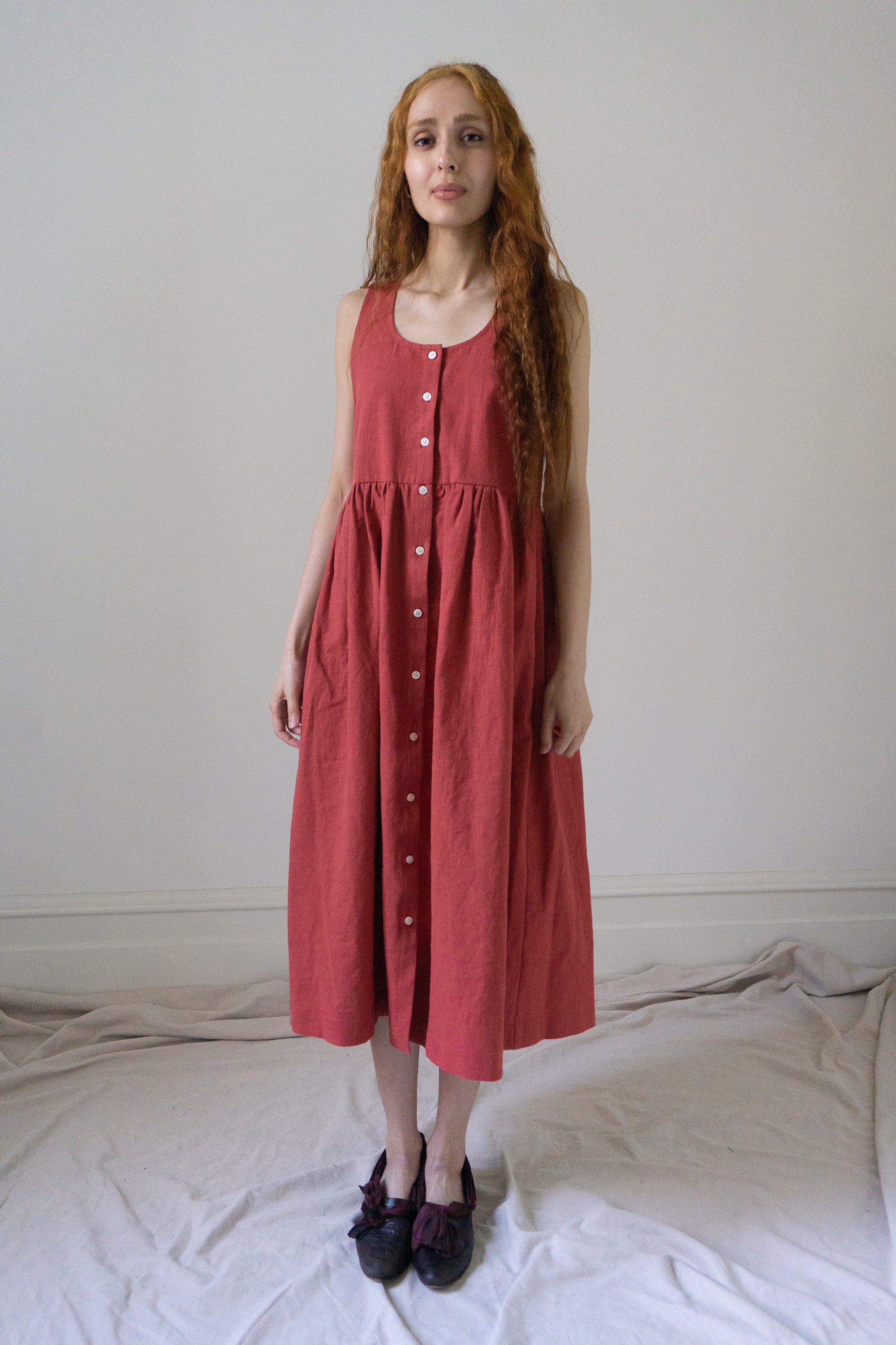 Maryse Linen Dress - Cerise