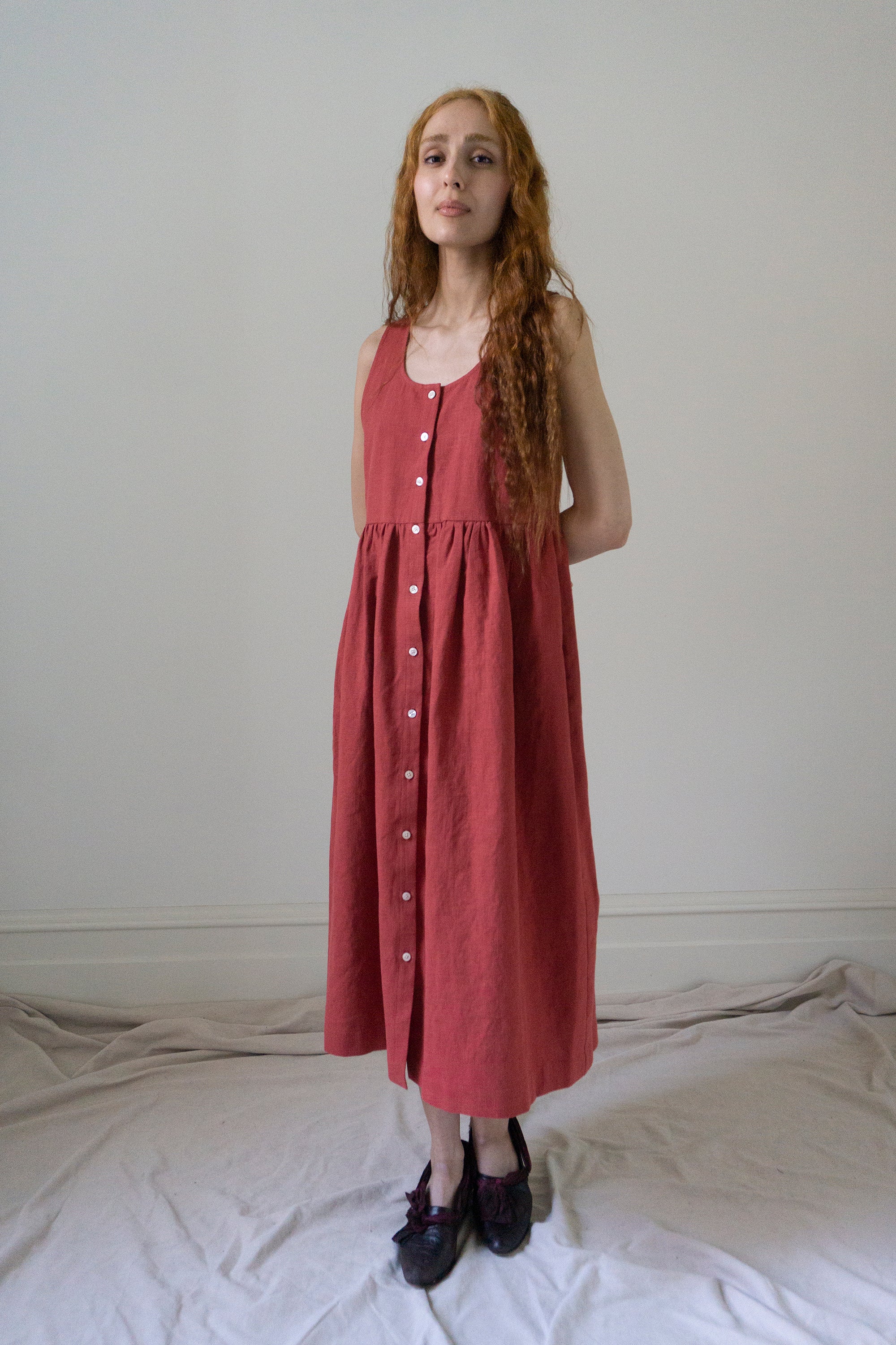 Maryse Linen Dress - Cerise