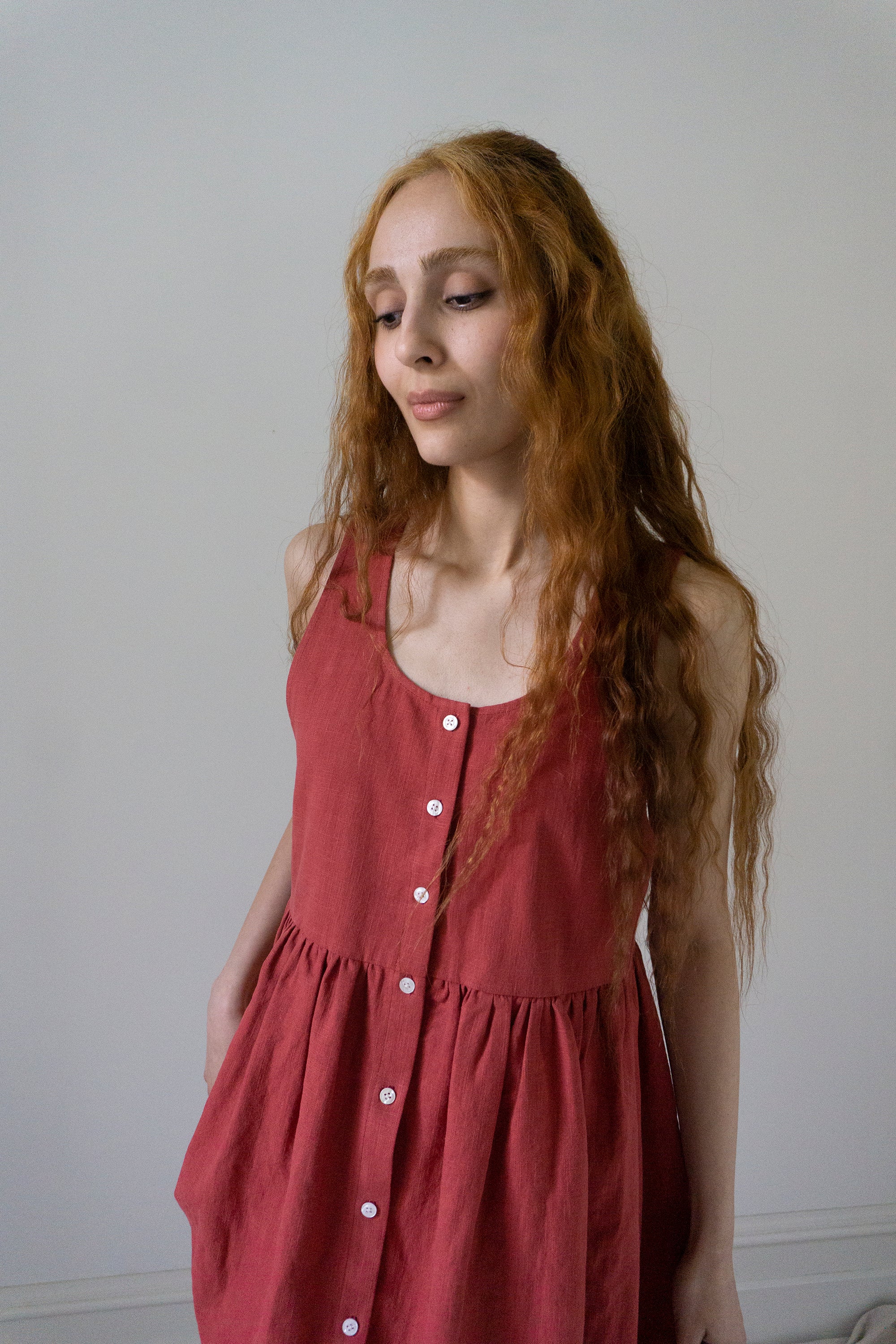 Maryse Linen Dress - Cerise