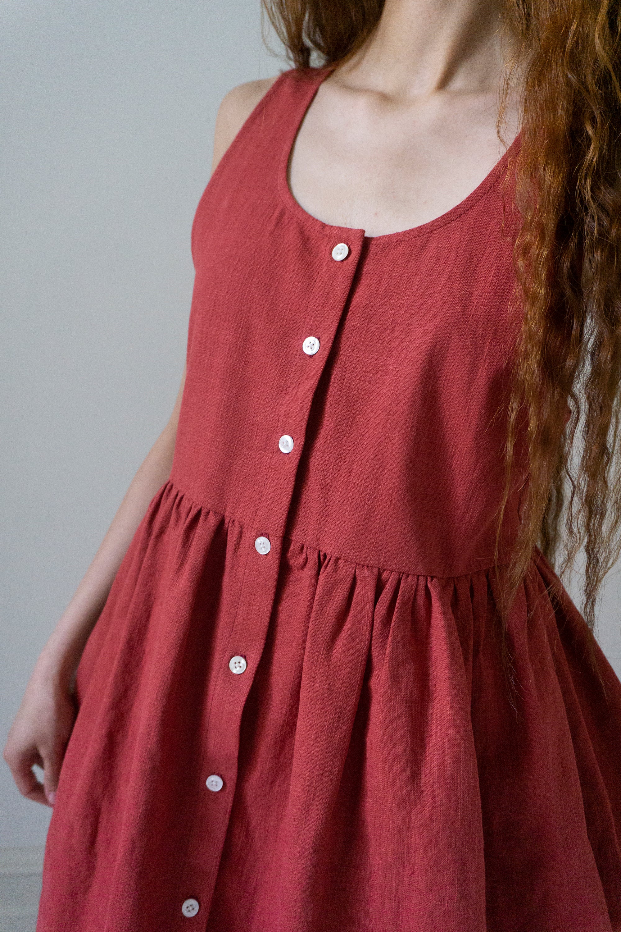 Maryse Linen Dress - Cerise