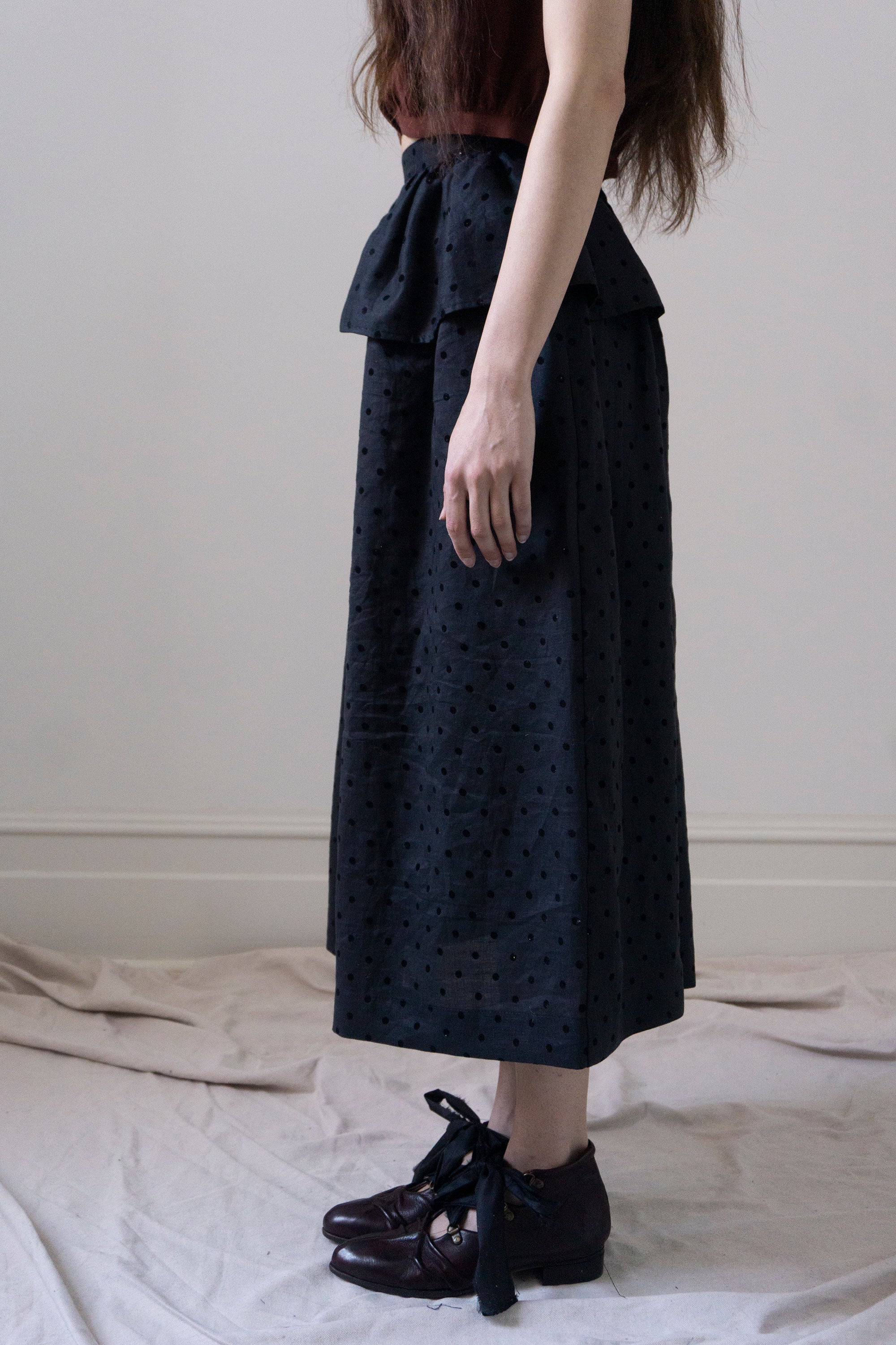 Nova Linen Skirt - Black Dotted Swiss