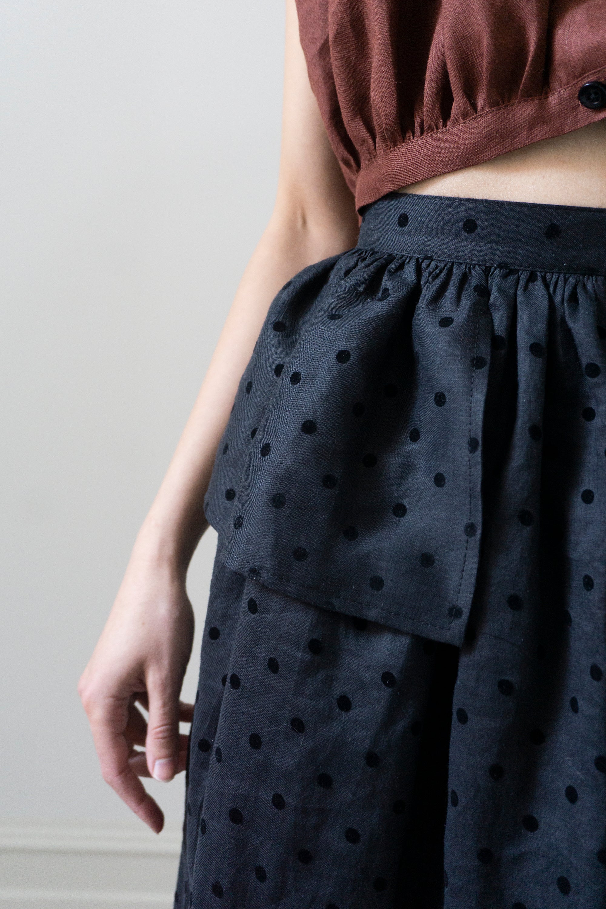 Nova Linen Skirt - Black Dotted Swiss
