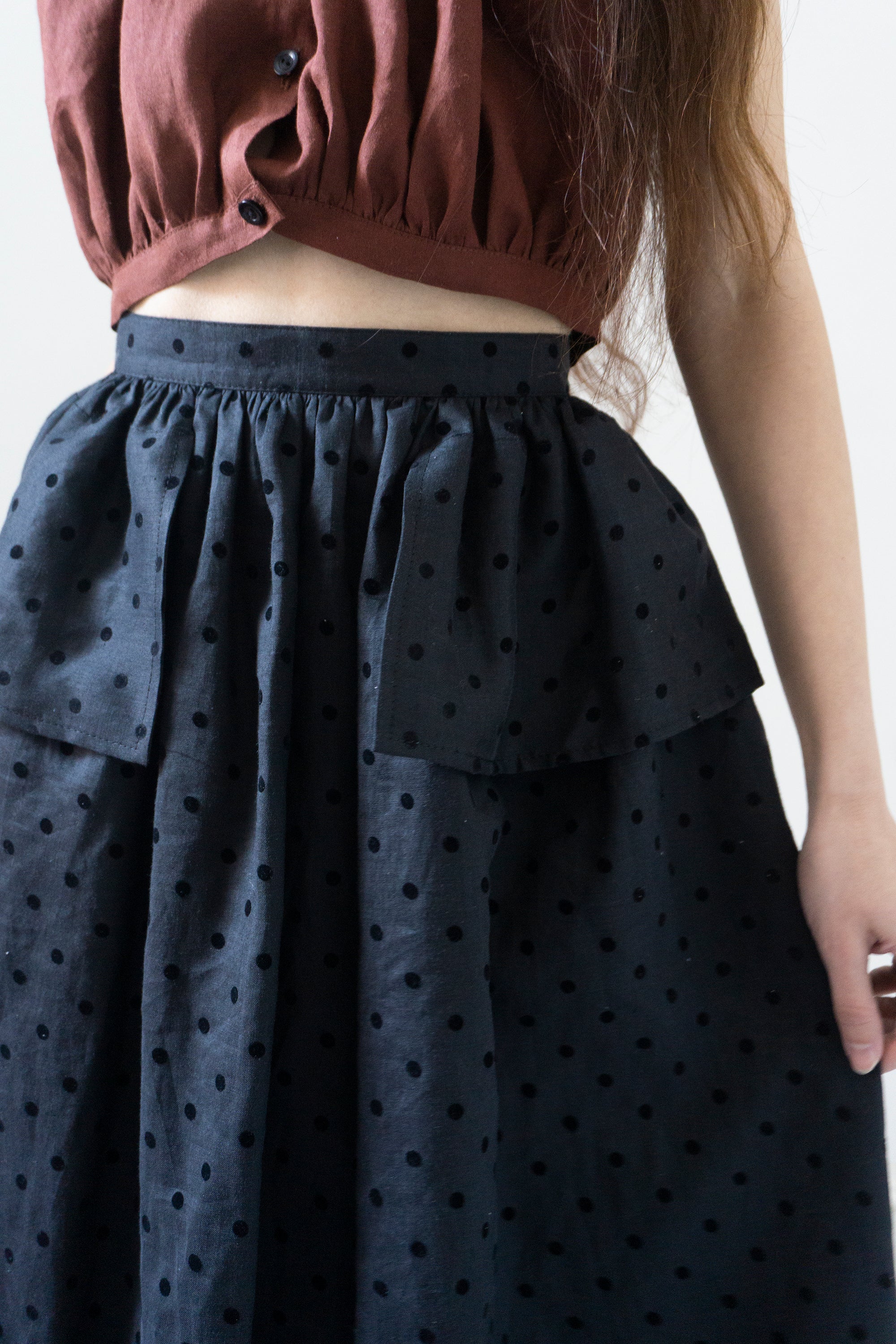Nova Linen Skirt - Black Dotted Swiss