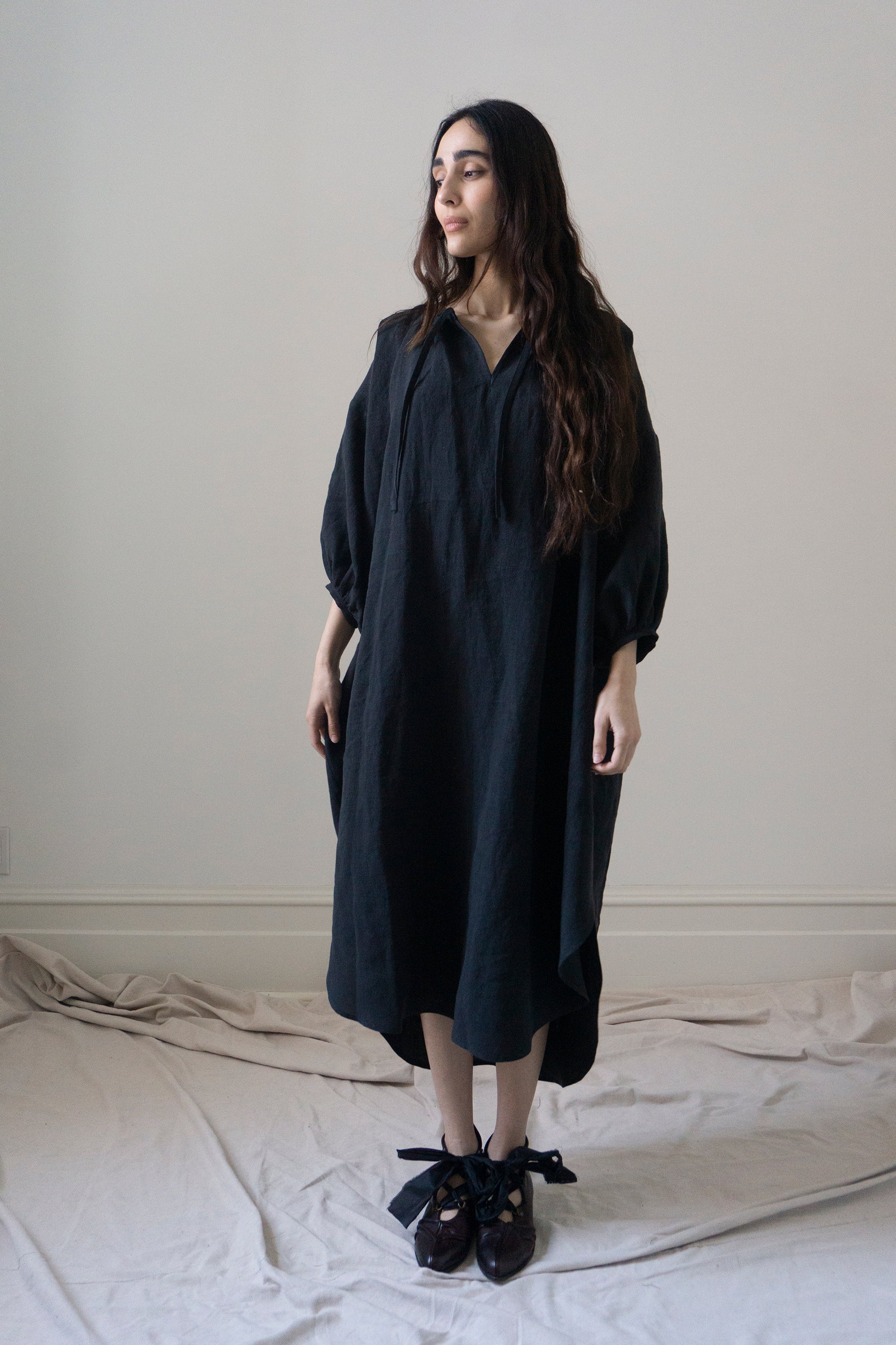 Orion Linen Dress - Black