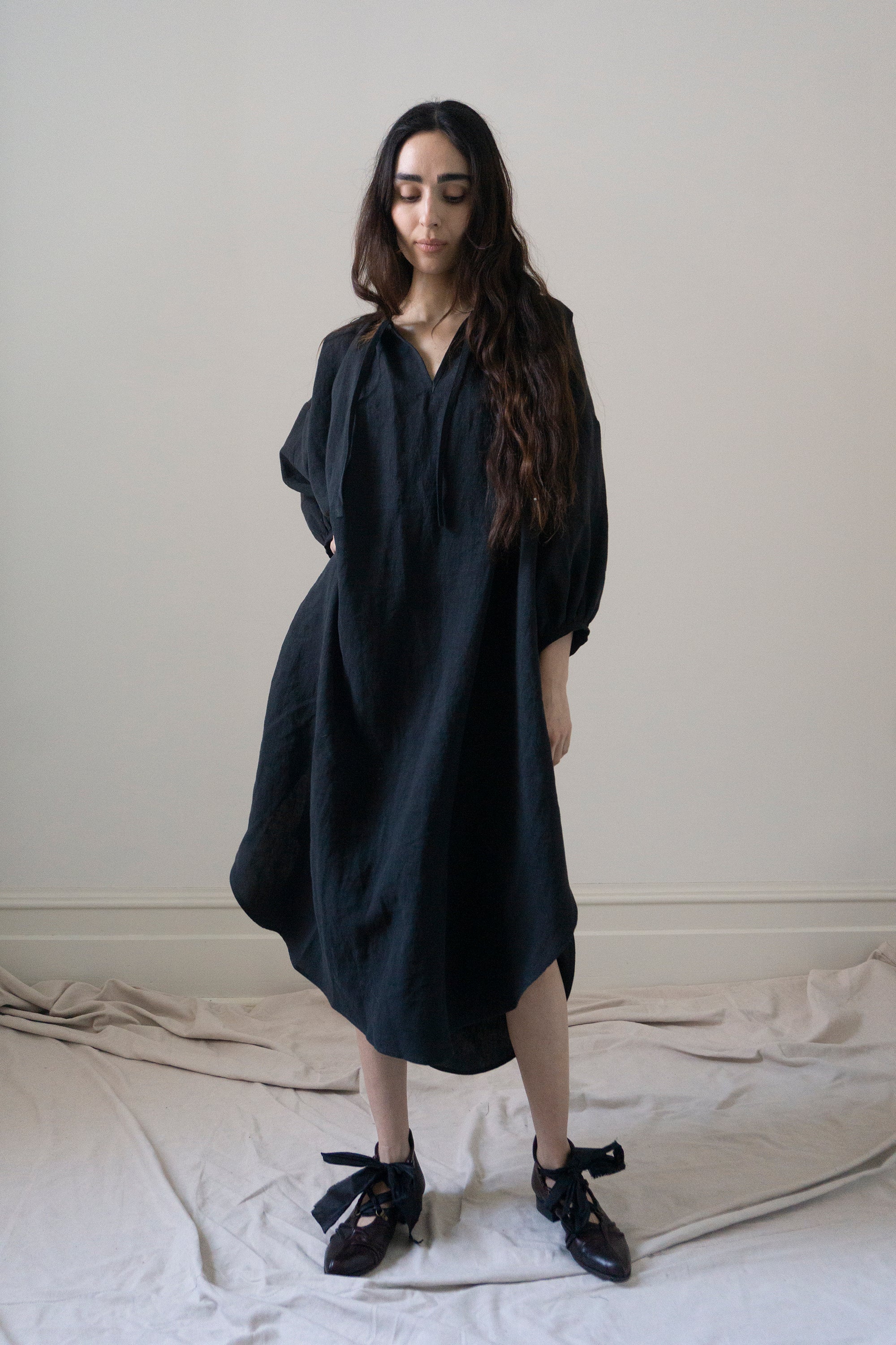 Orion Linen Dress - Black
