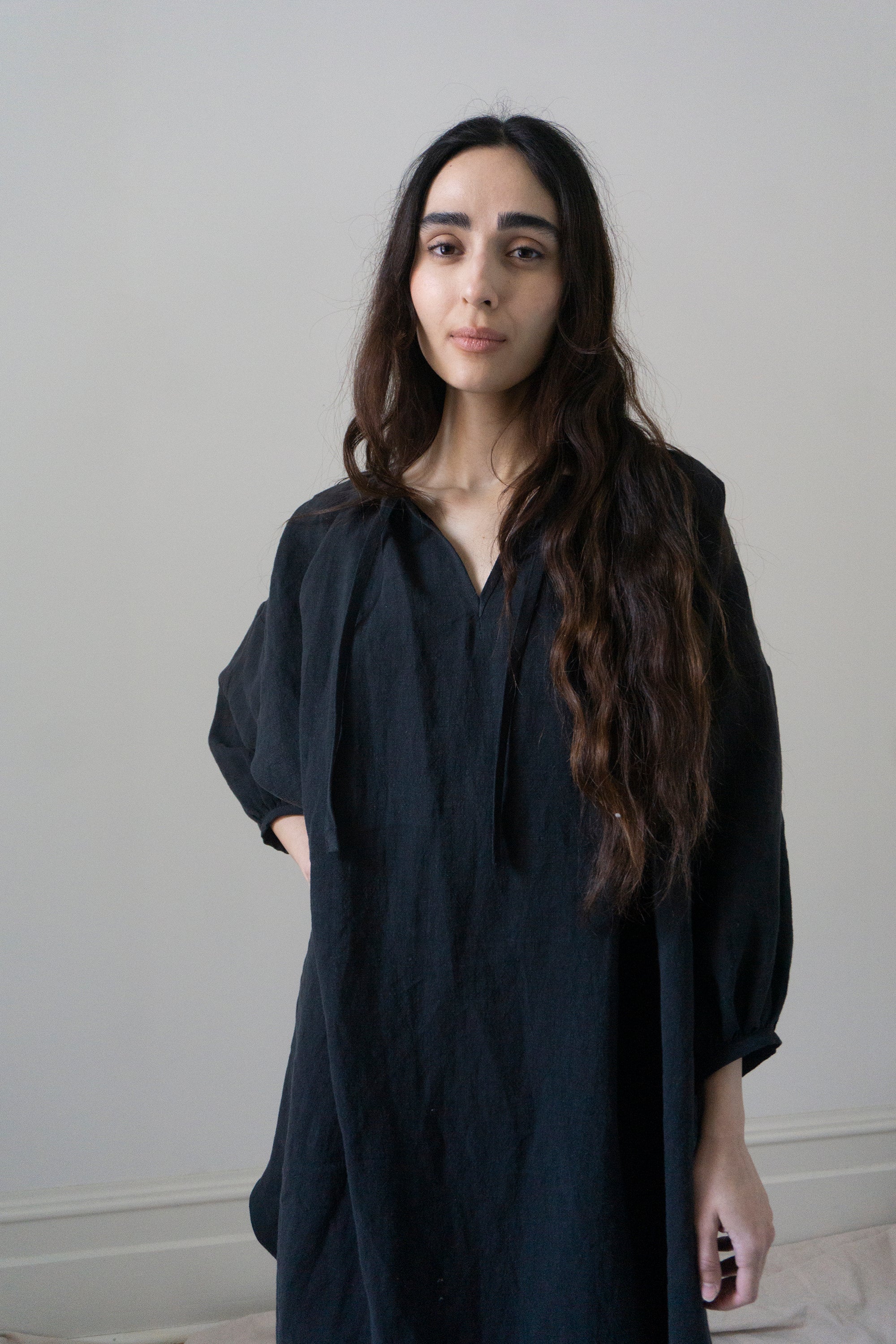 Orion Linen Dress - Black