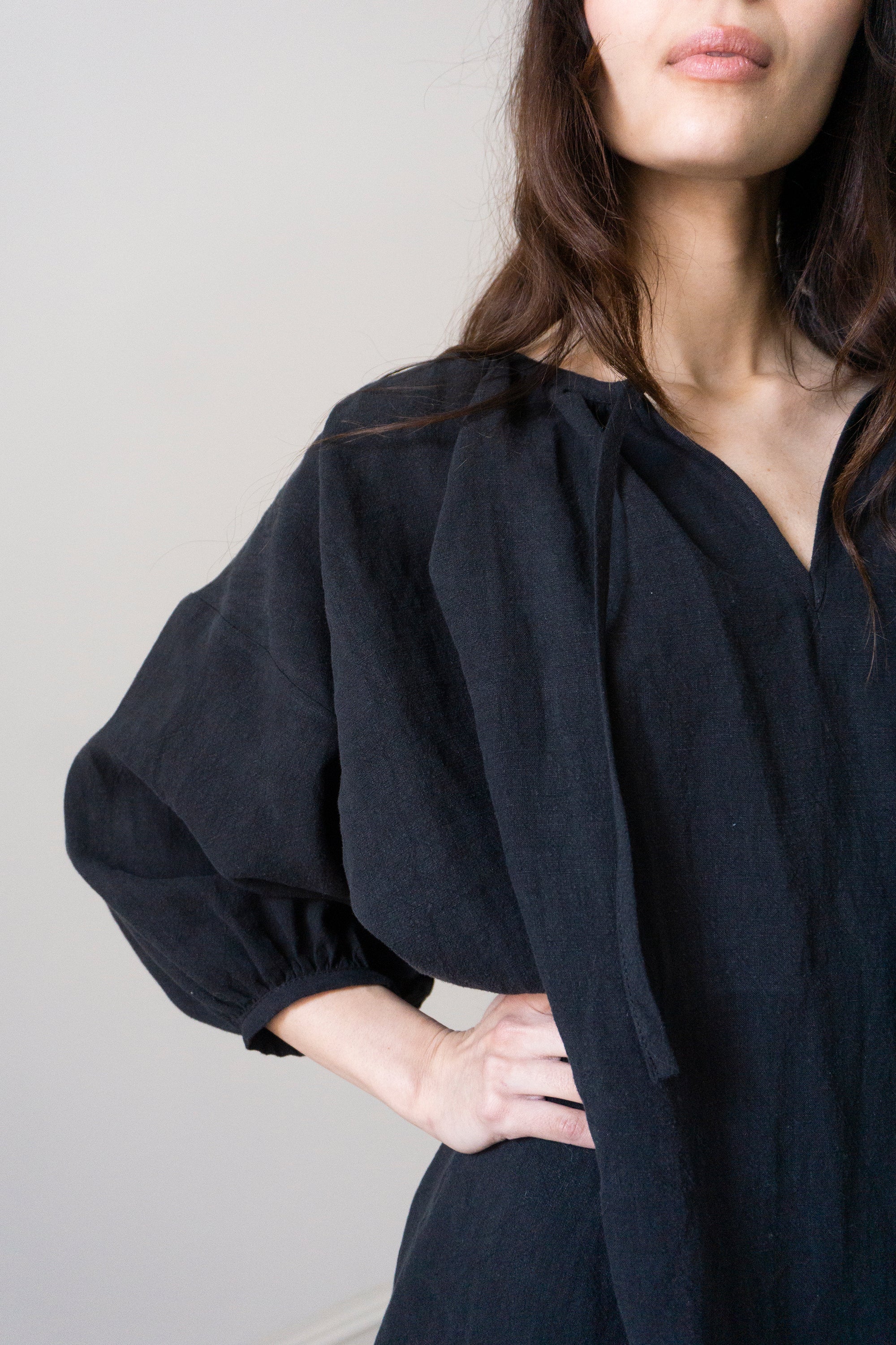 Orion Linen Dress - Black