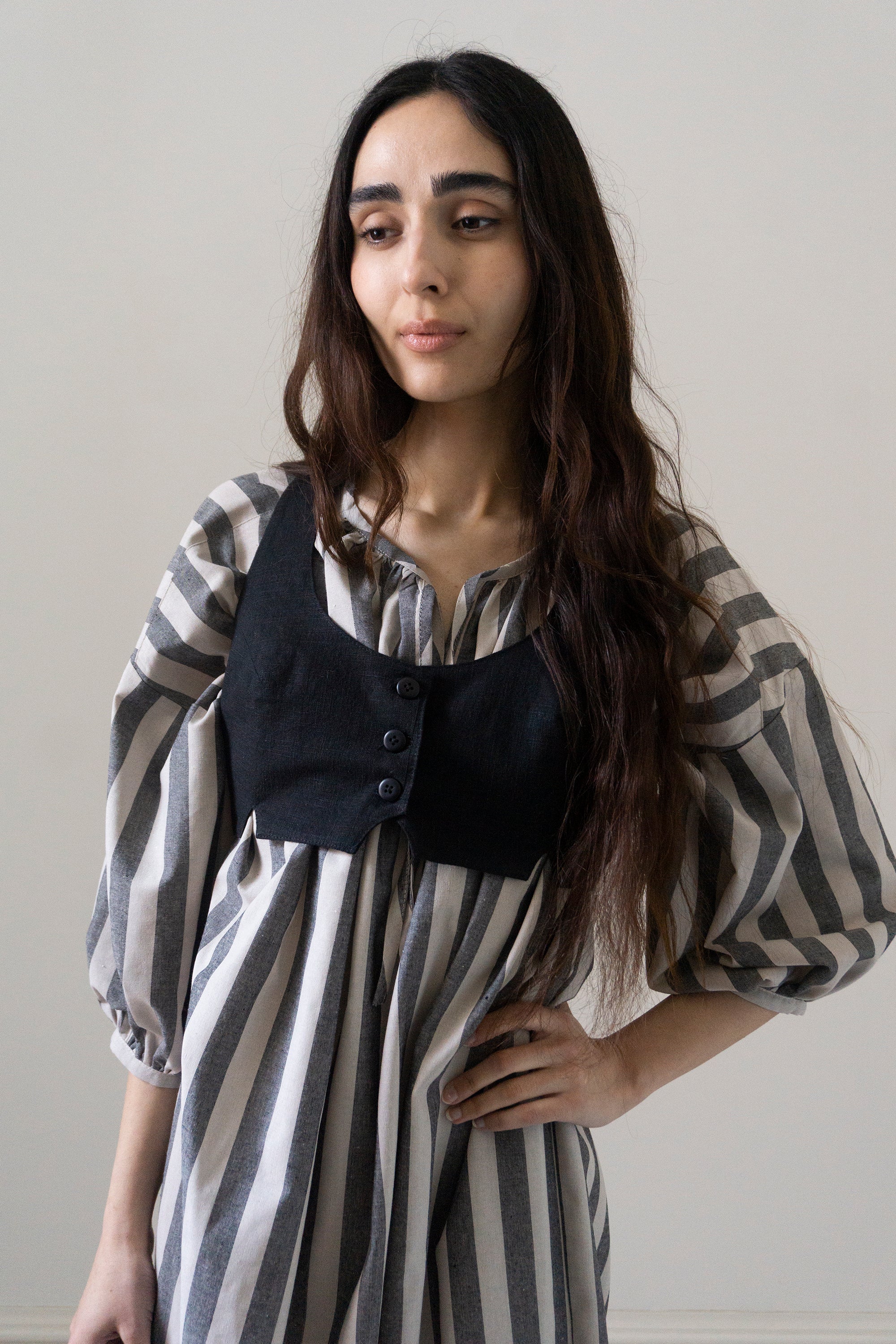 Isolde Bodice - Black Linen