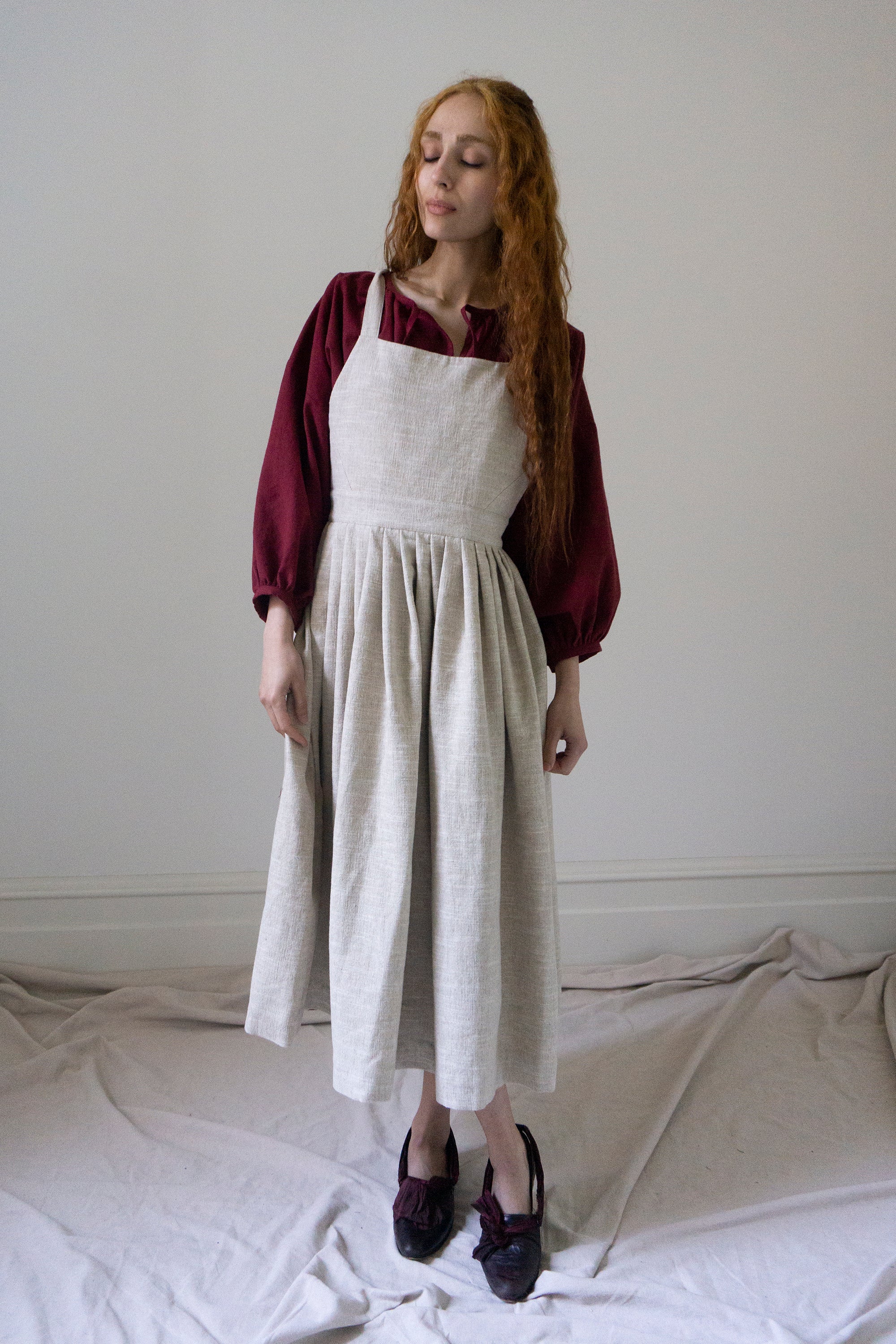 Osa Pinafore - Ecru Linen