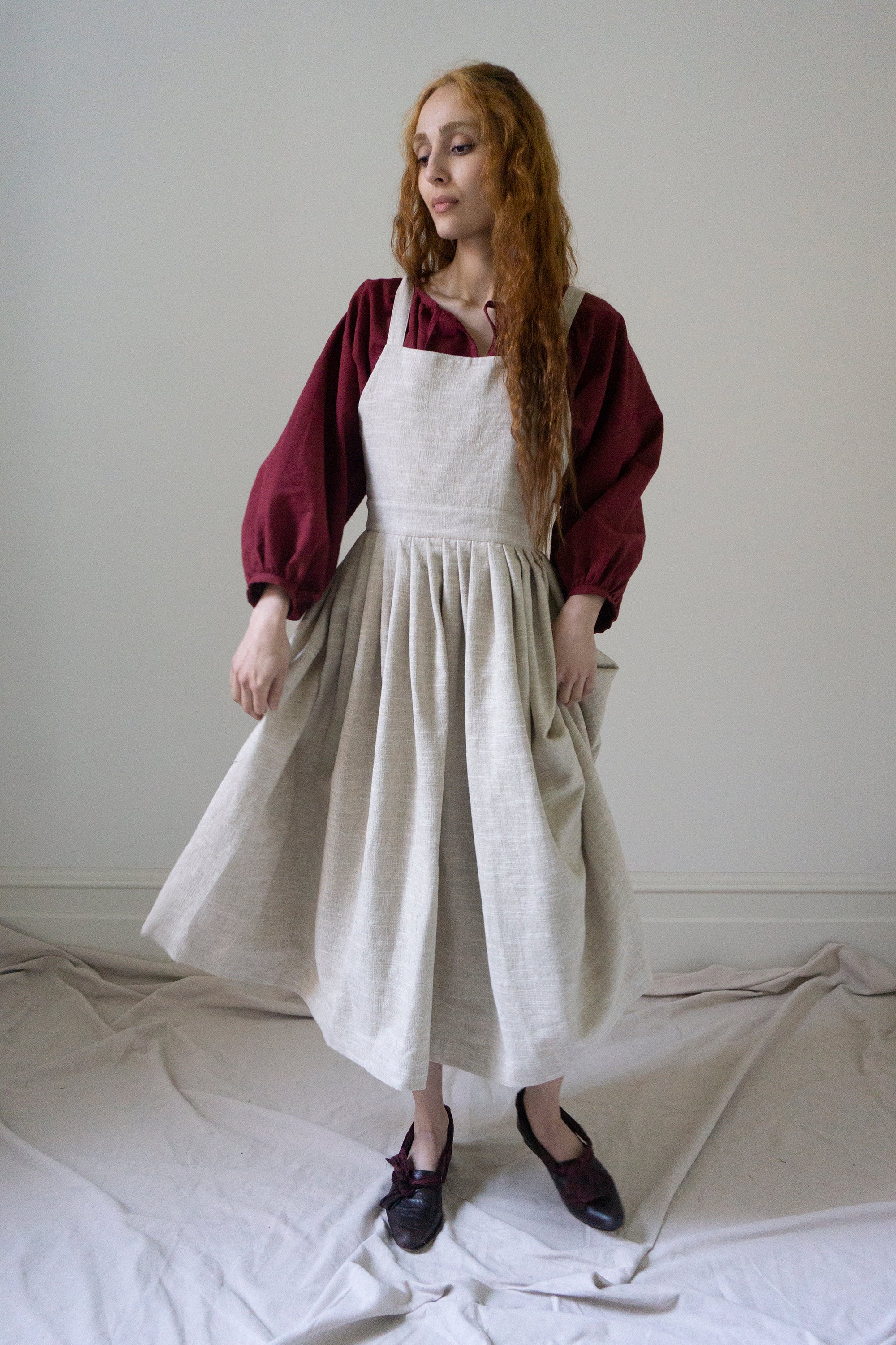 Osa Pinafore - Ecru Linen