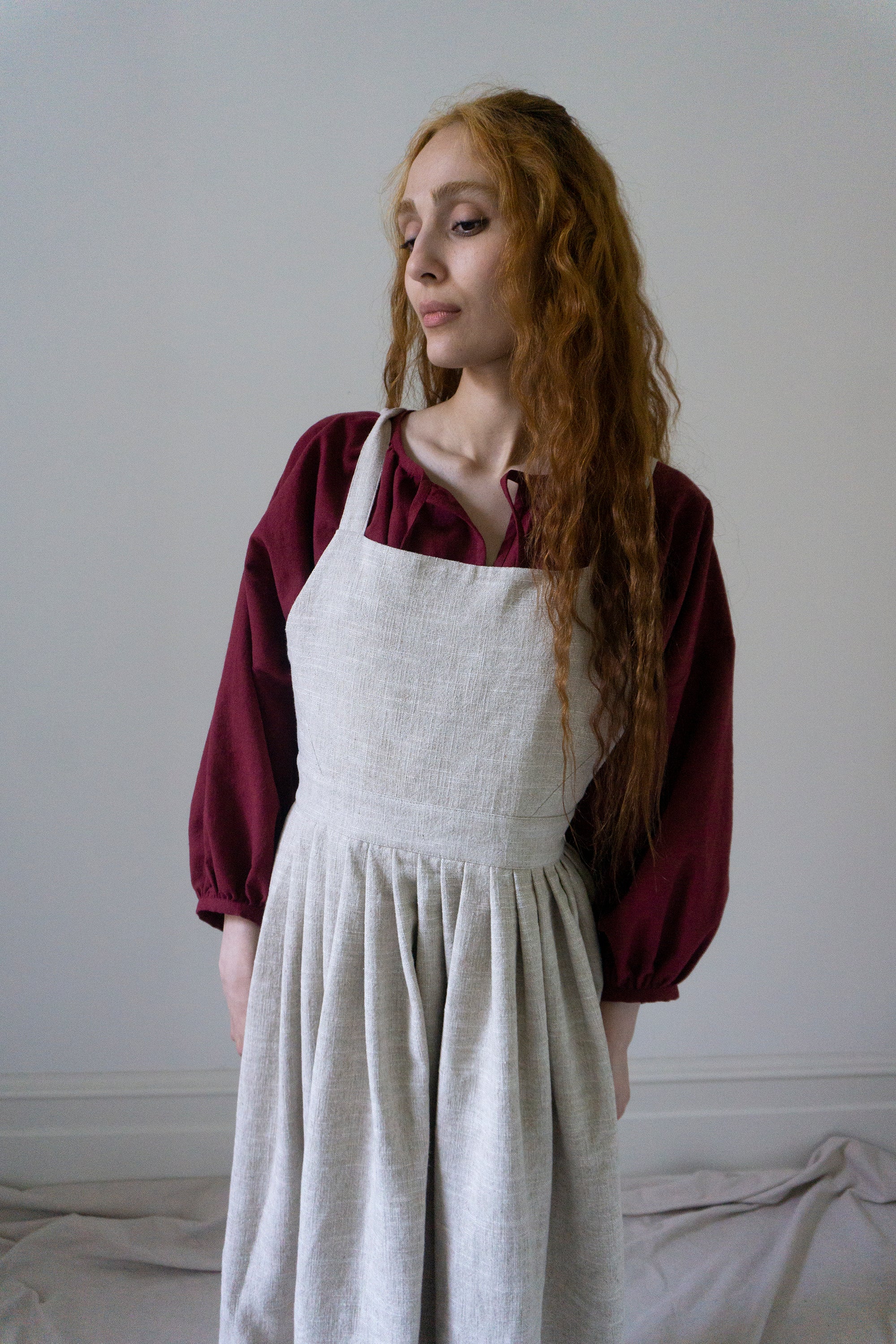 Osa Pinafore - Ecru Linen