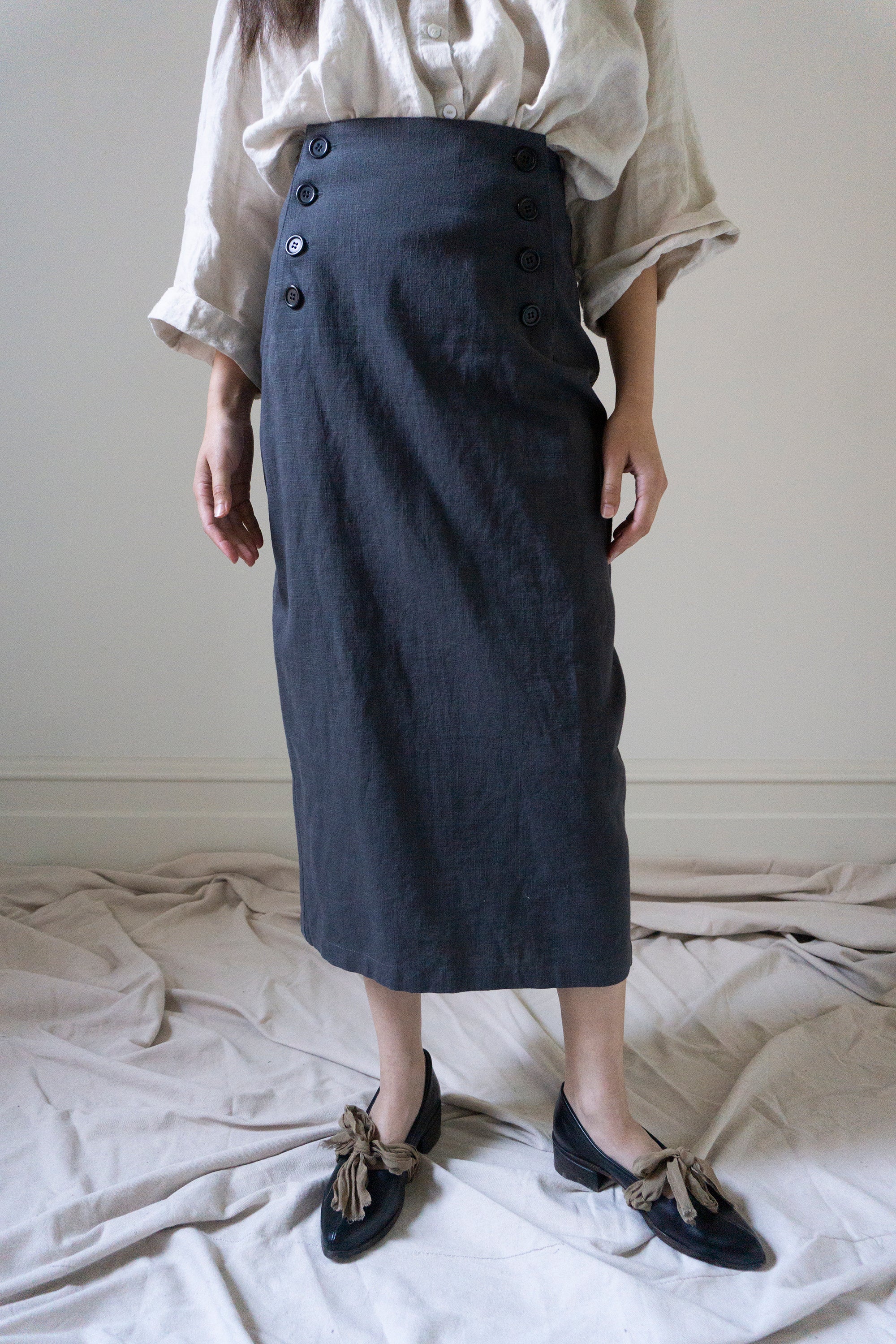Nora Linen Skirt - Slate (SIZE XS)