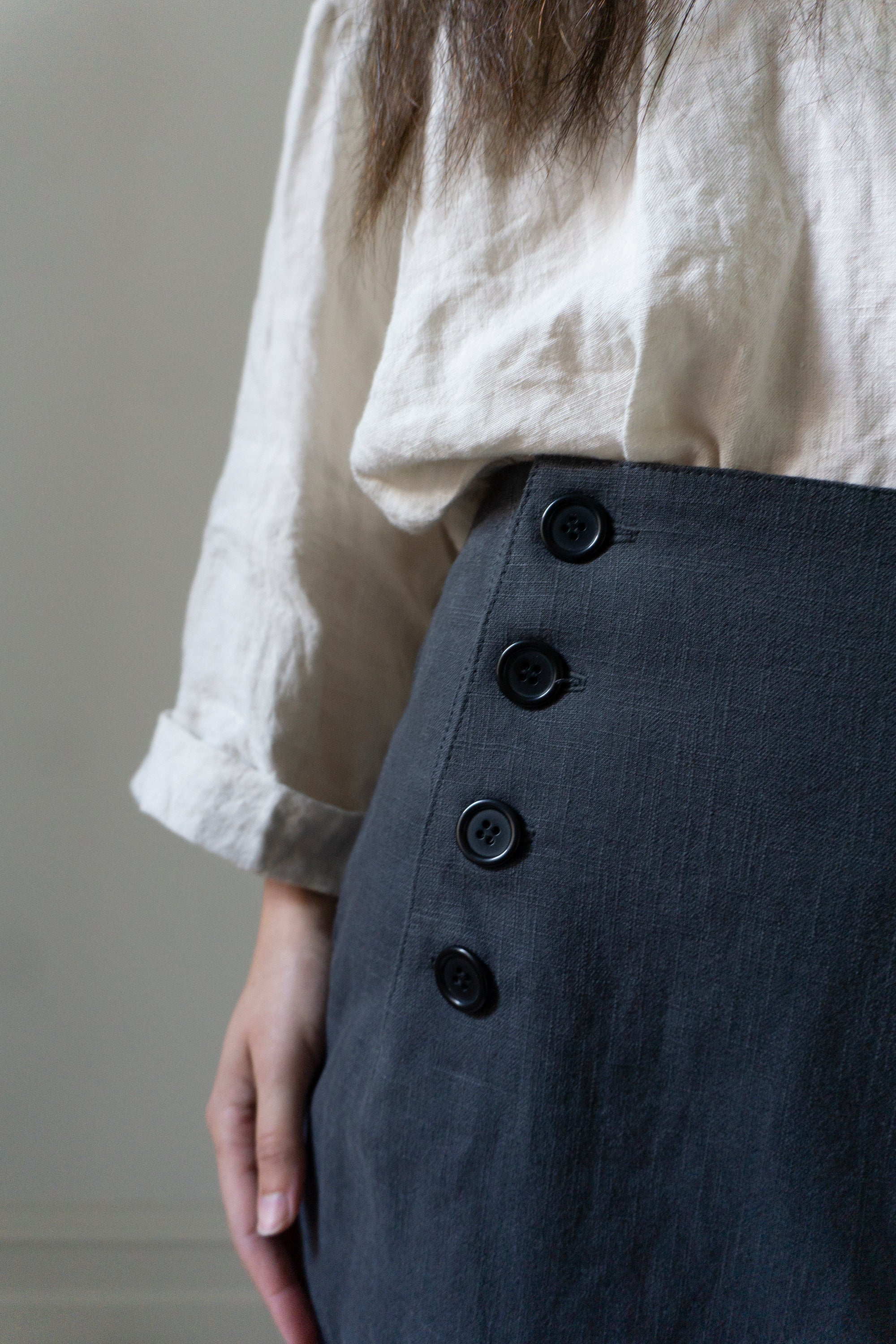 Nora Linen Skirt - Slate (SIZE XS)