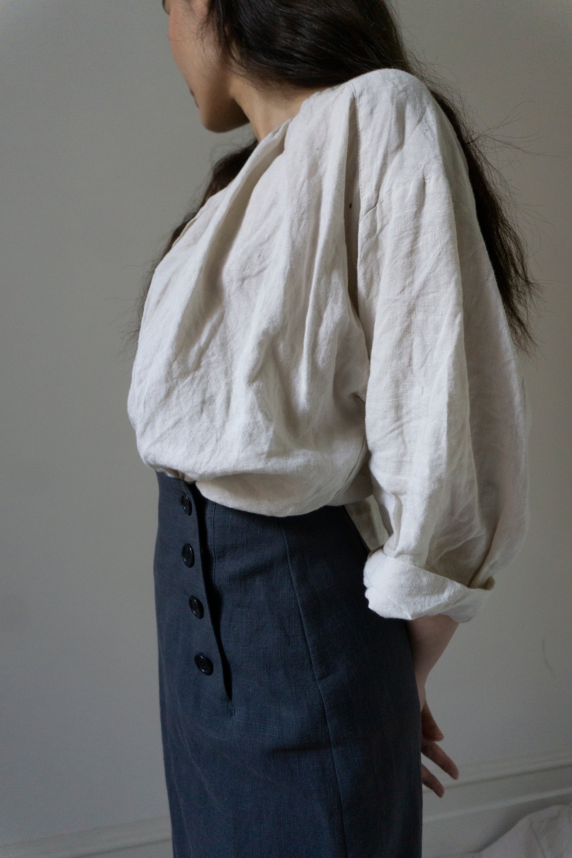 Nora Linen Skirt - Slate (SIZE XS)