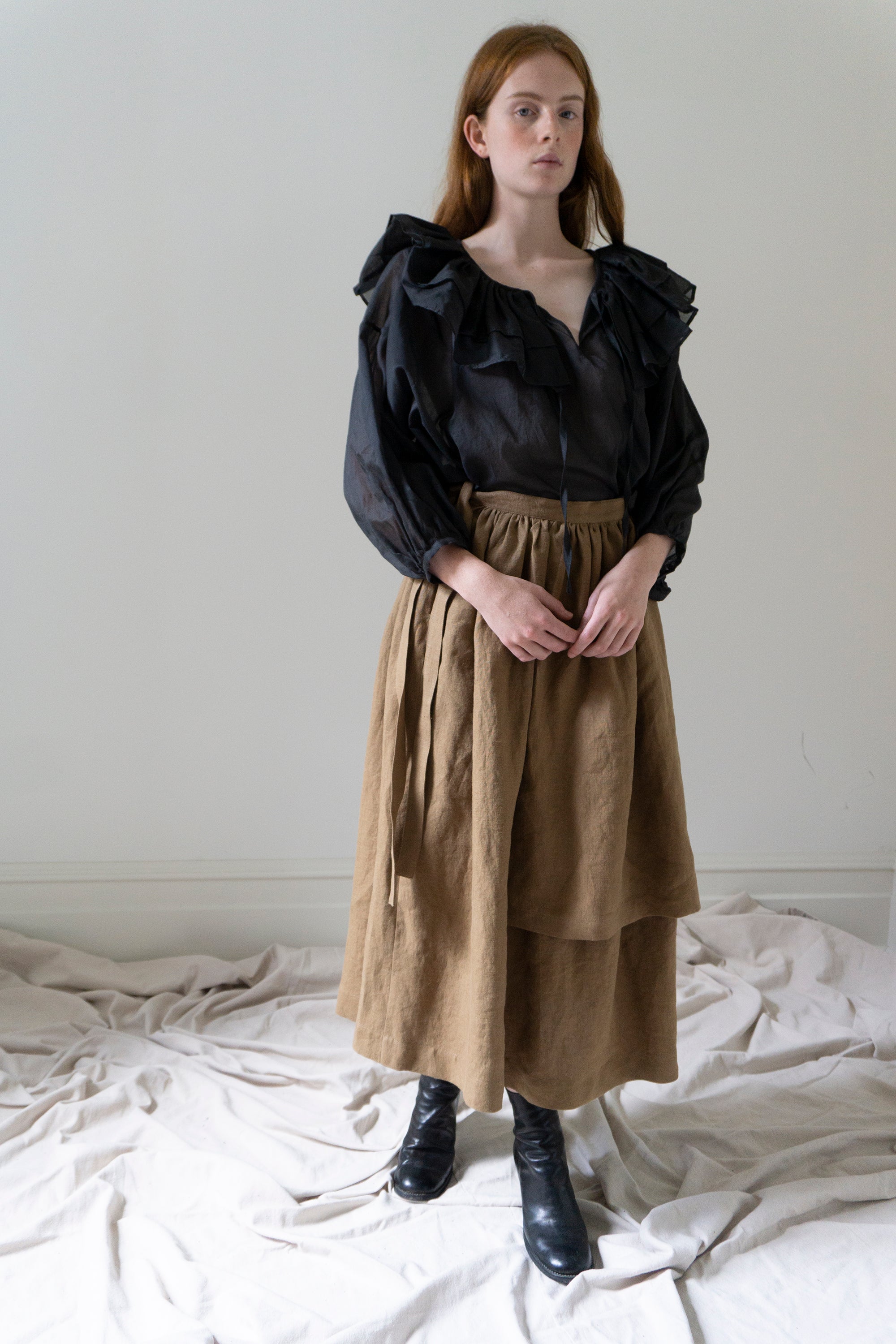 Solange Linen Skirt - Willow (SIZE L)