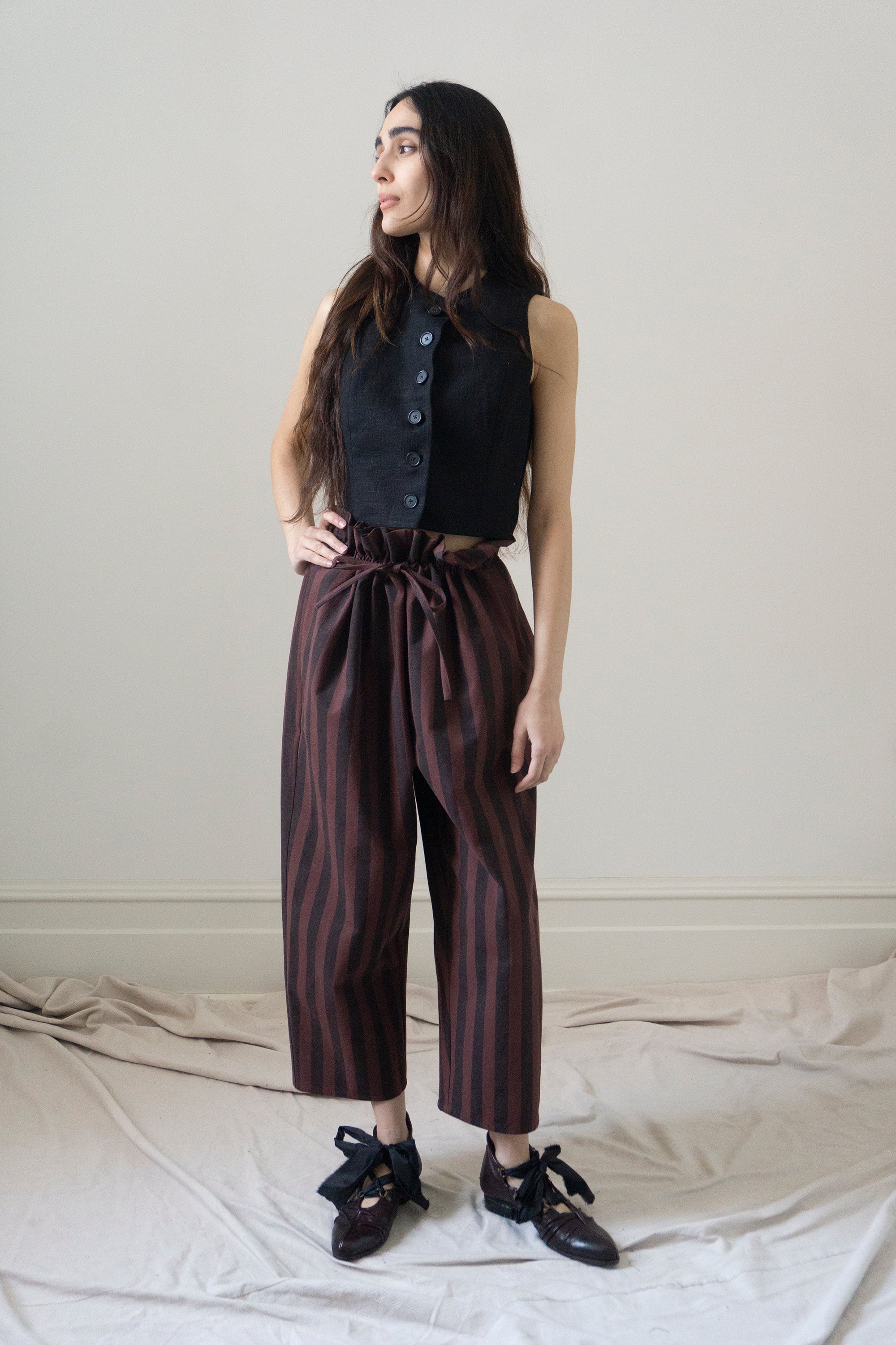 Tove Linen Waistcoat - Black