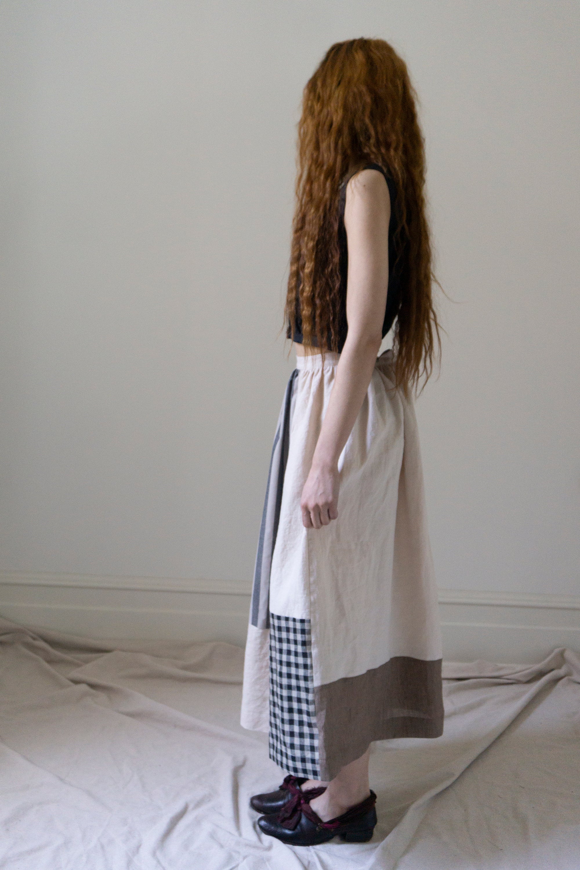 Patchwork Skirt - Powder, Stripes & Gingham (SIZE S)