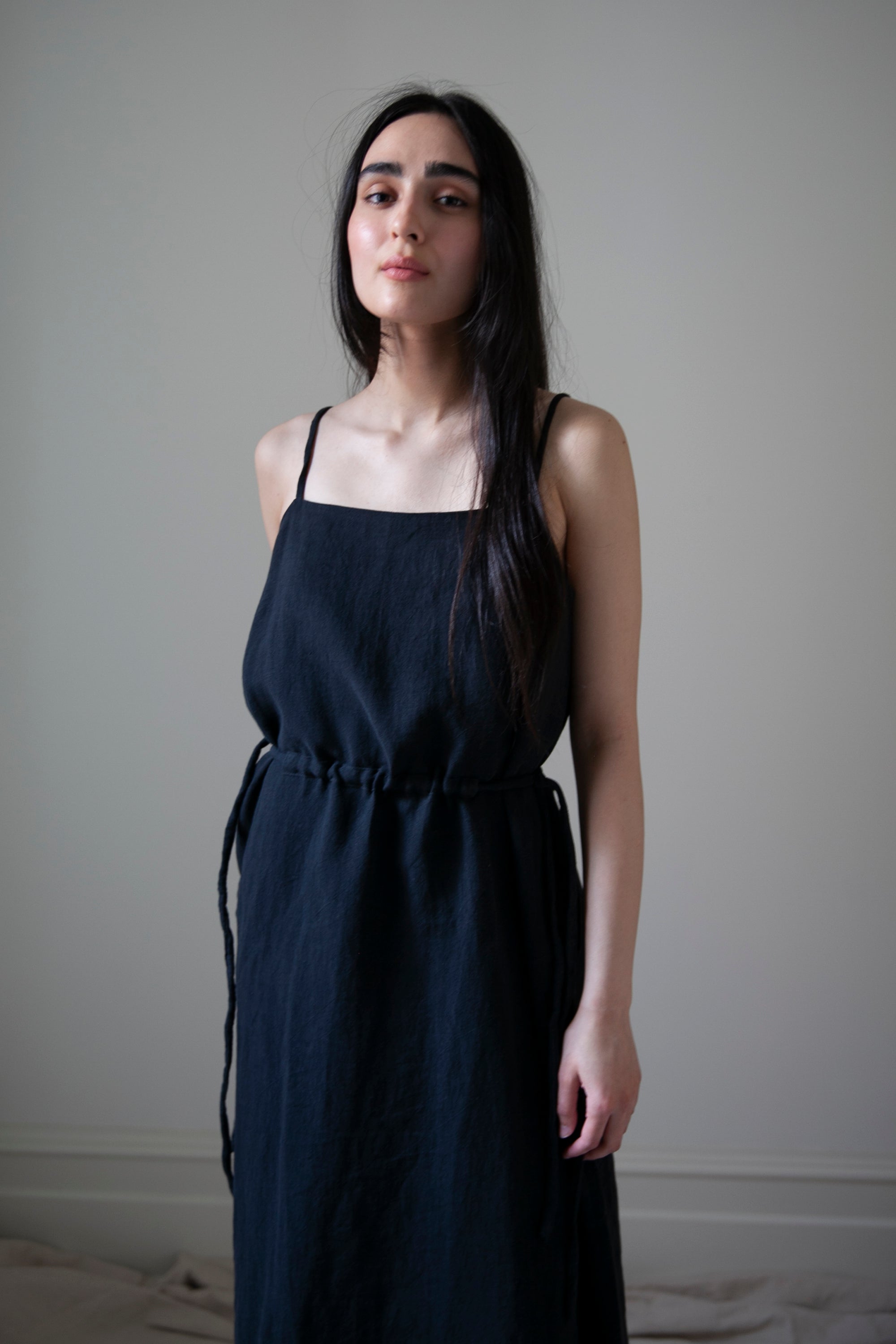 Prune Dress - Black Linen