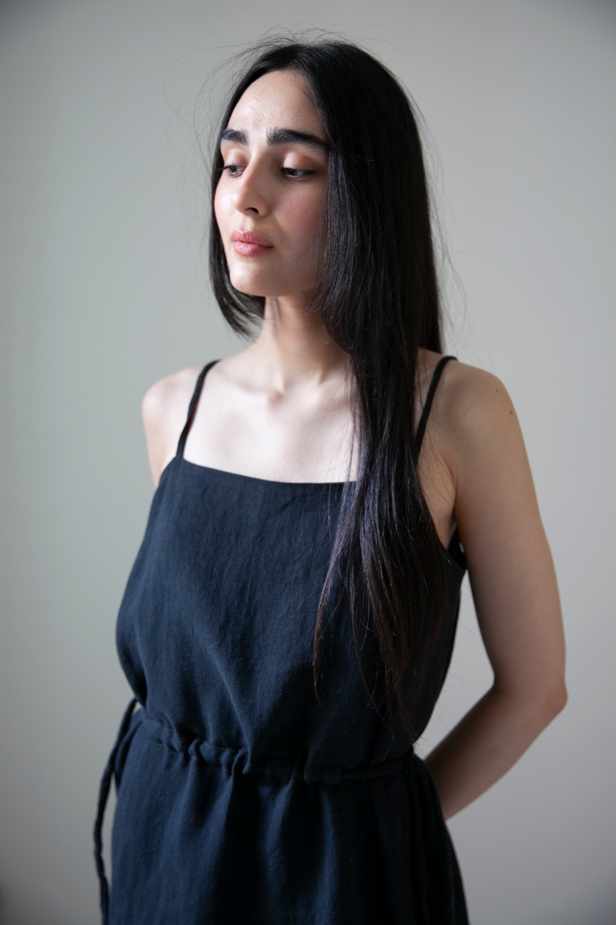 Prune Dress - Black Linen