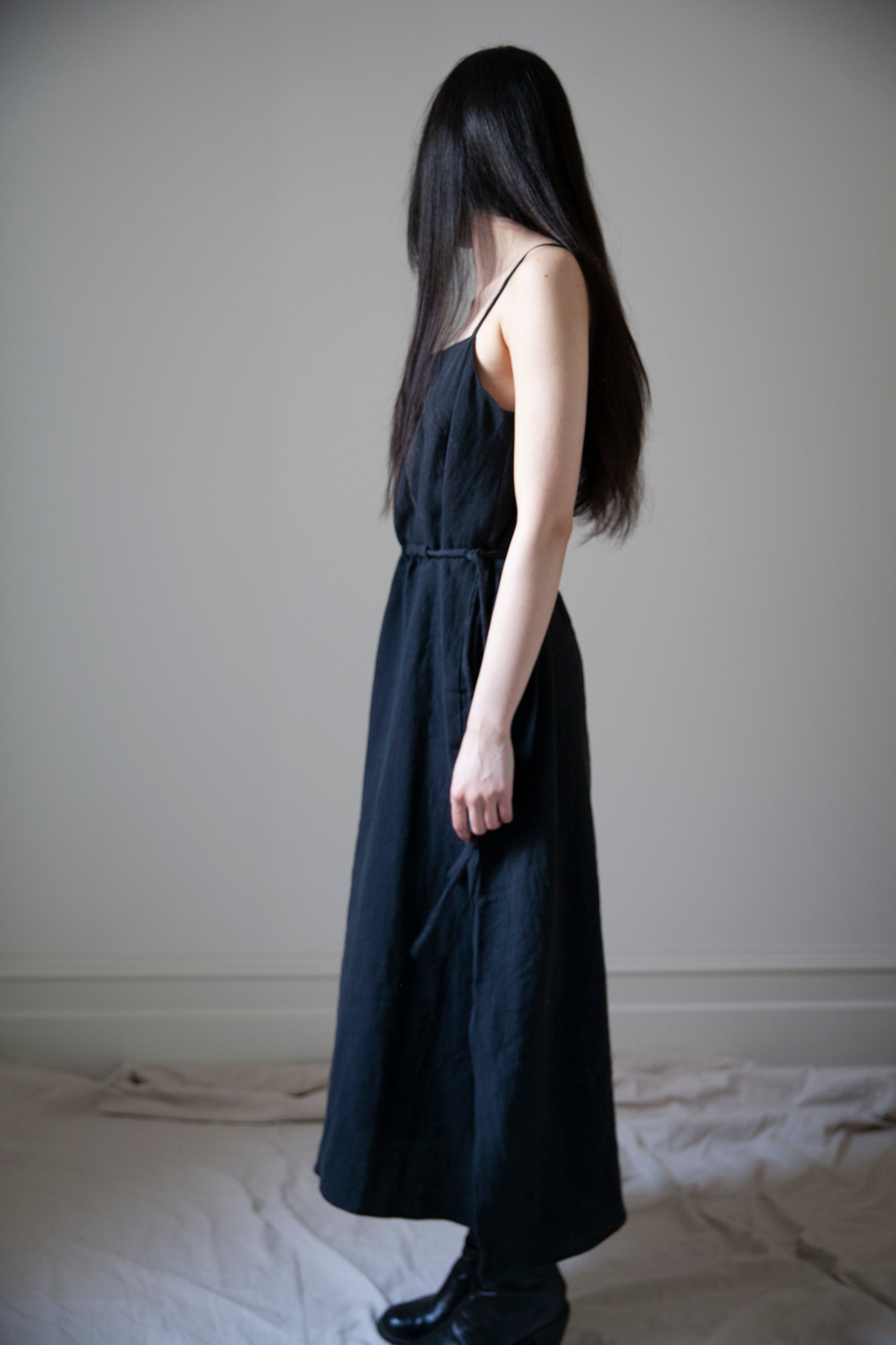 Prune Dress - Black Linen