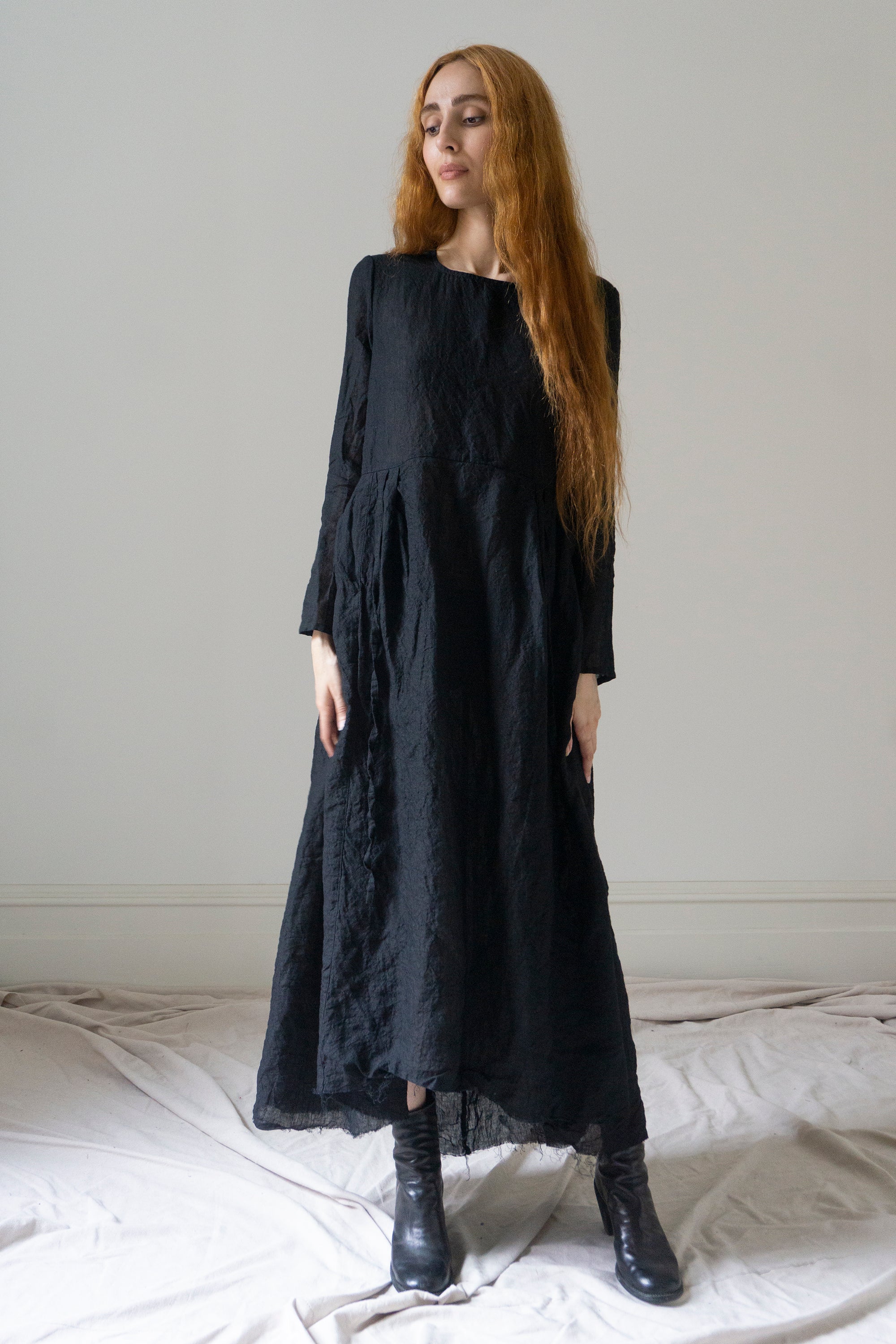 Heloise Linen Dress - Black