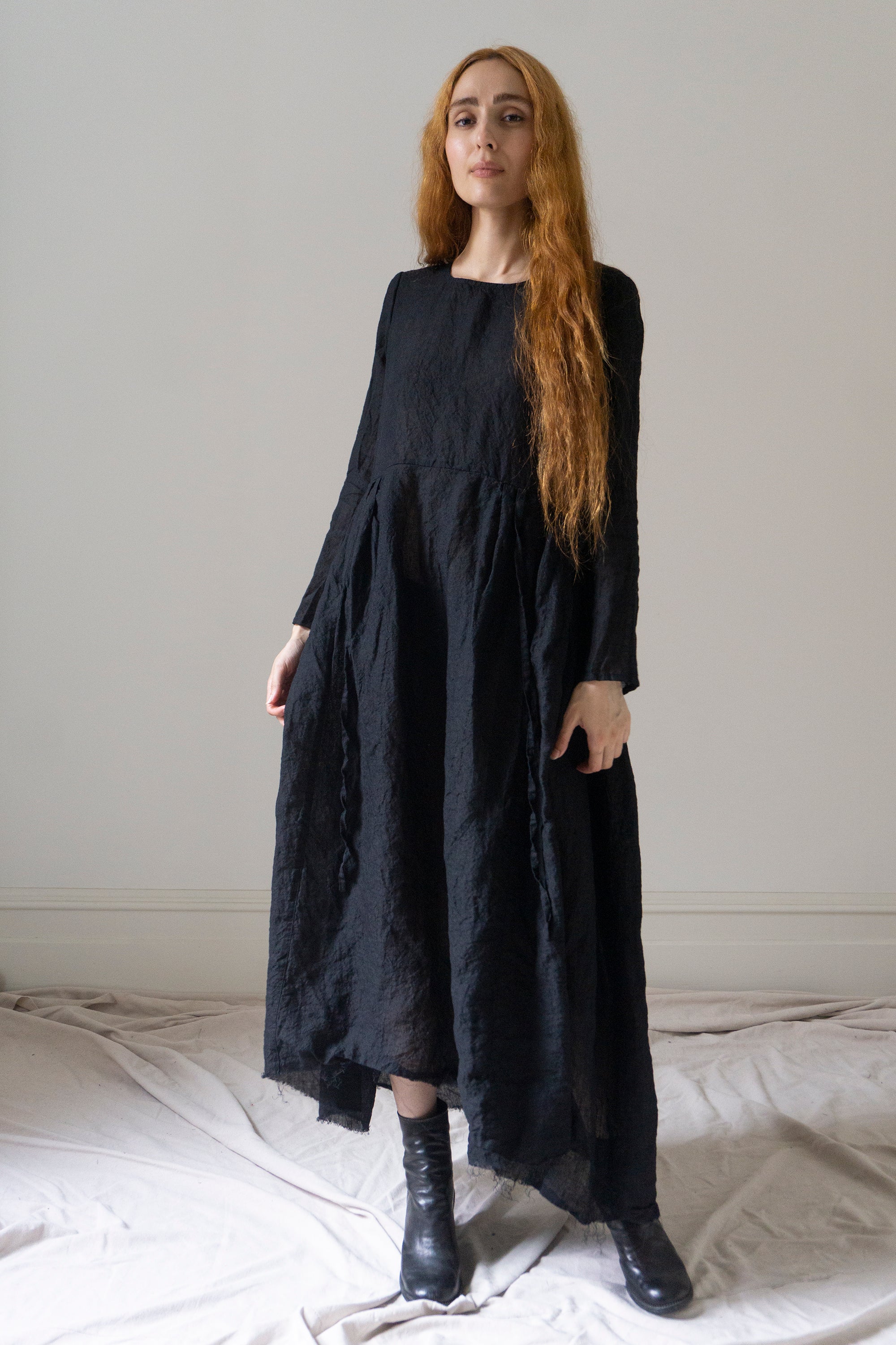 Heloise Linen Dress - Black