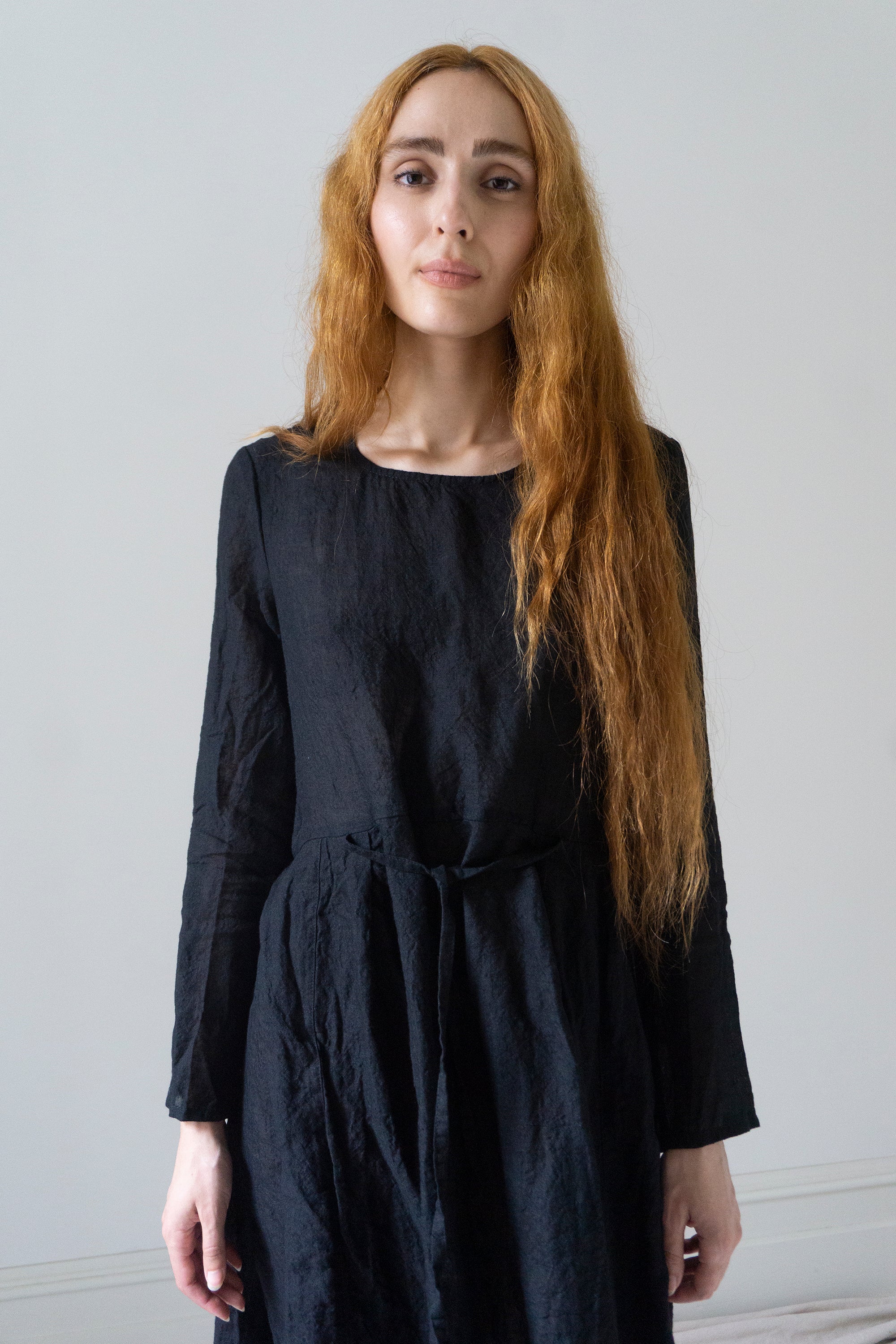 Heloise Linen Dress - Black