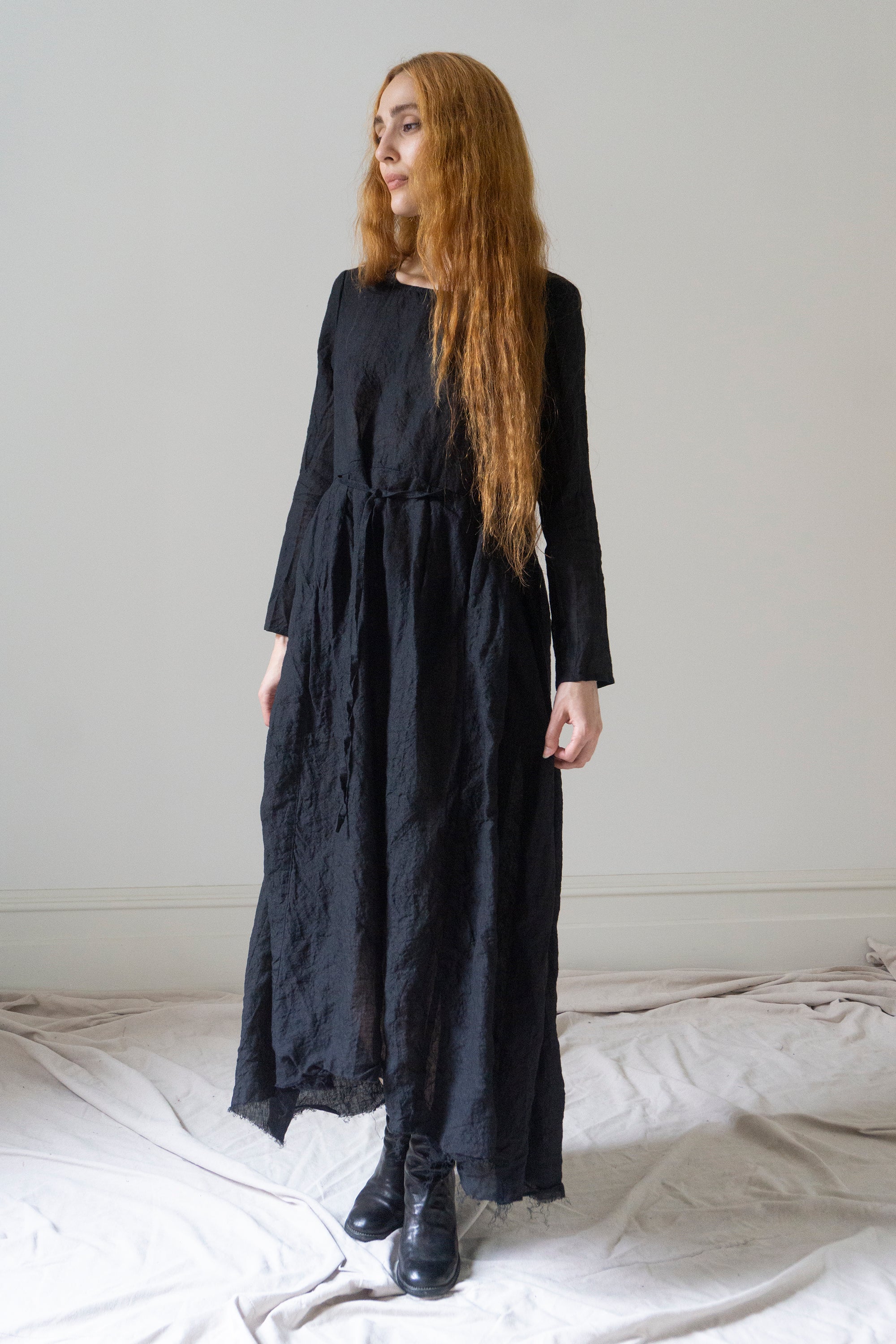 Heloise Linen Dress - Black