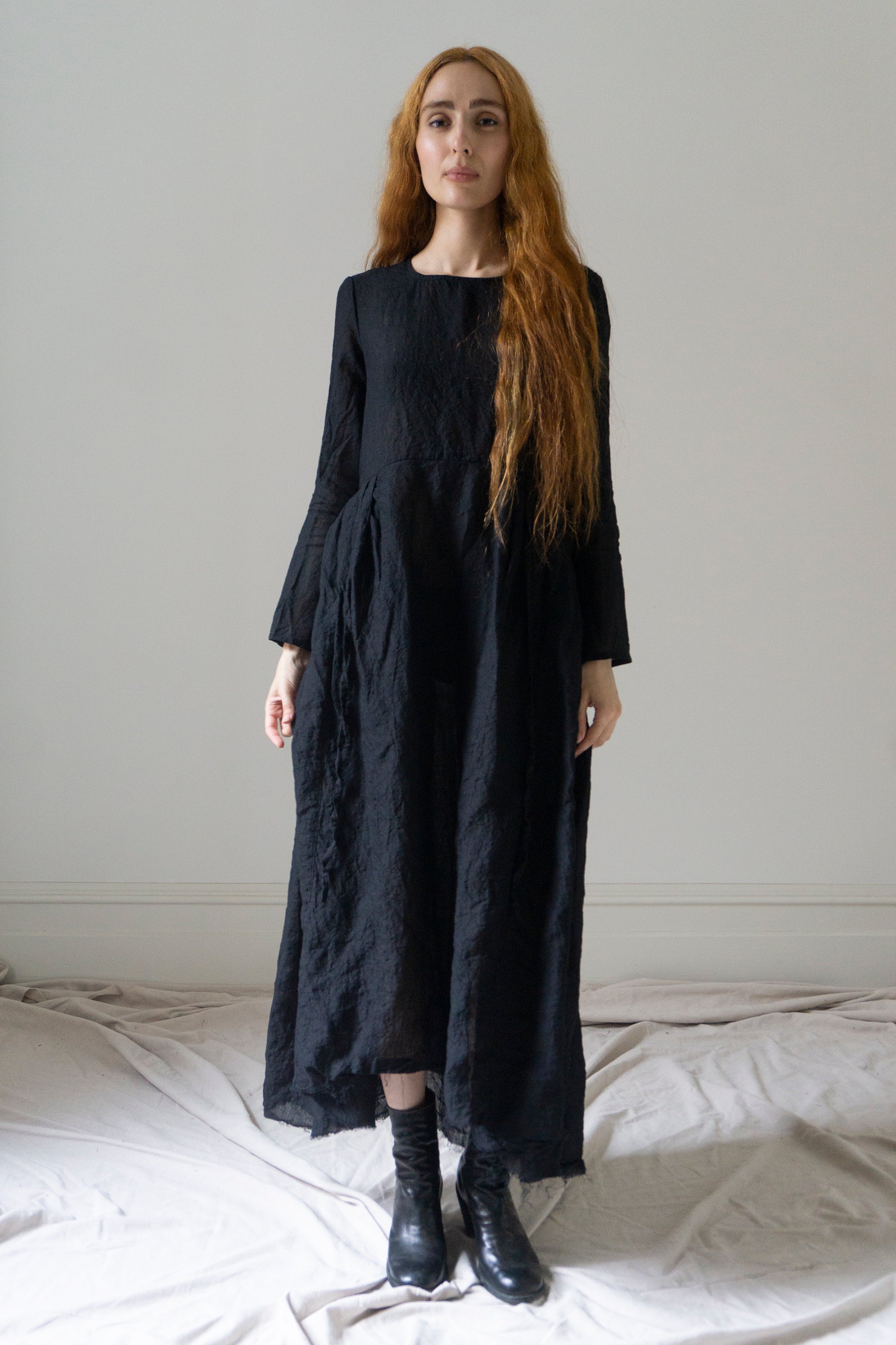 Heloise Linen Dress - Black