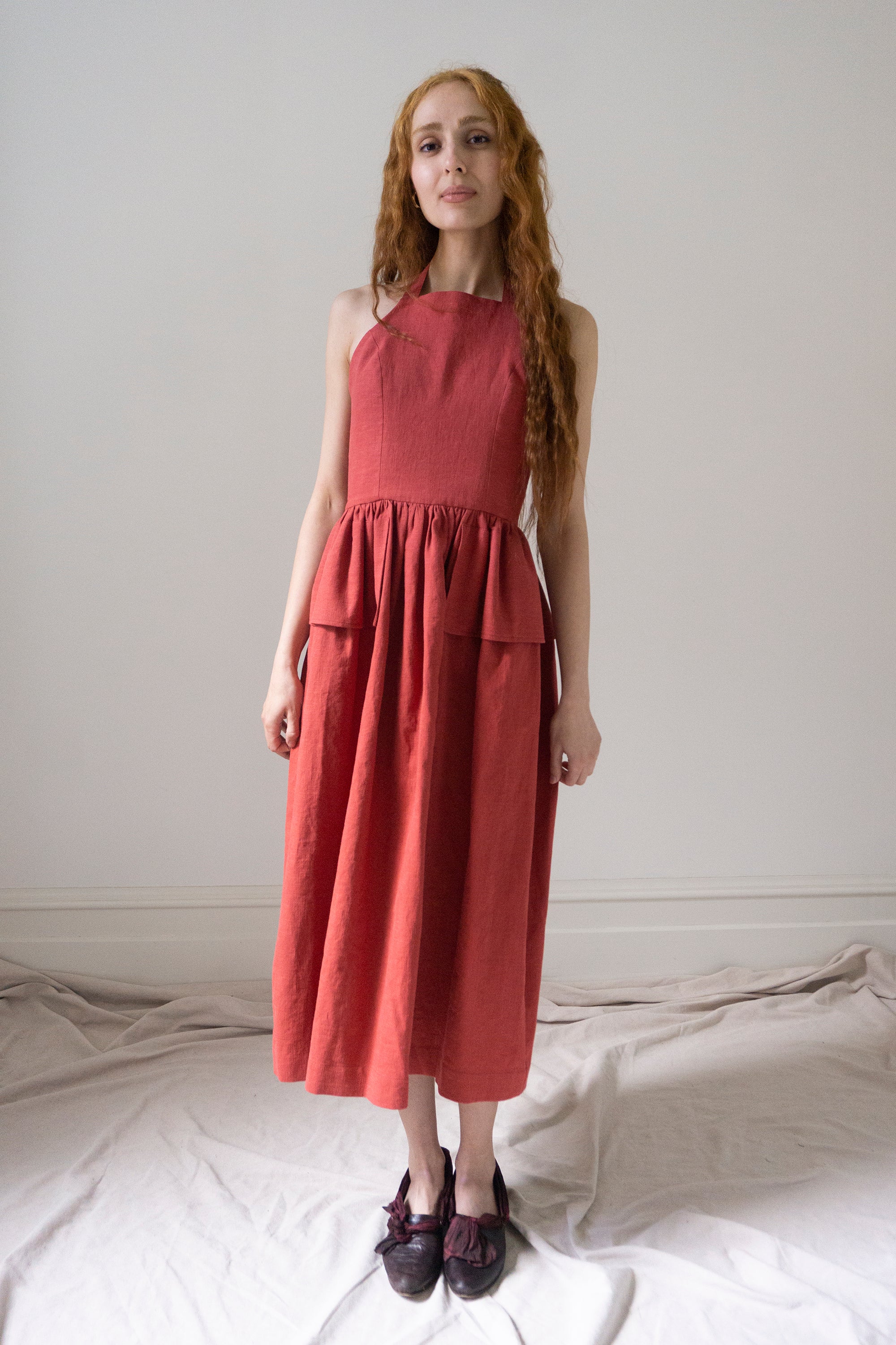 Marion Linen Dress - Cerise