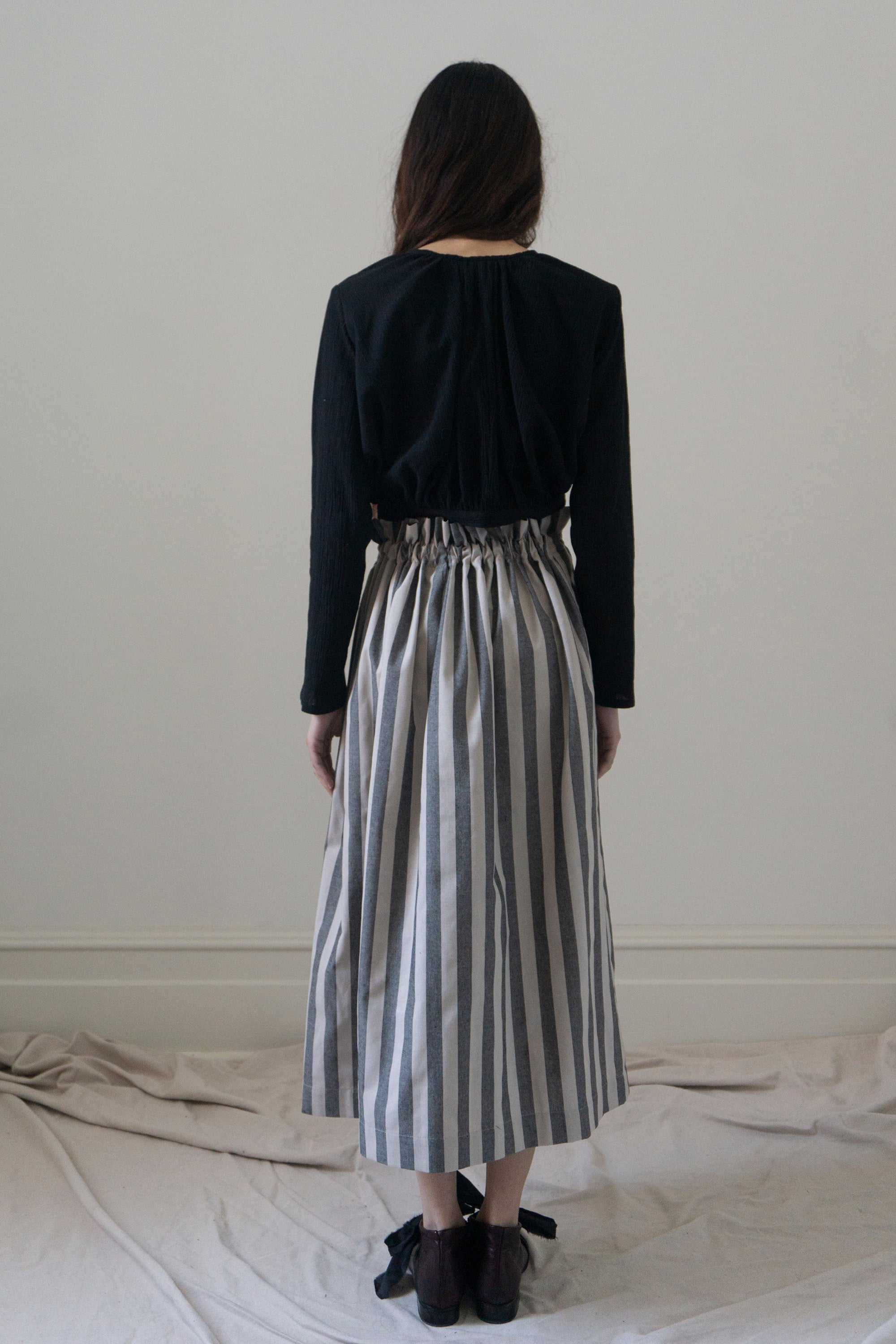 Callisto Top - Black Crinkled Cotton