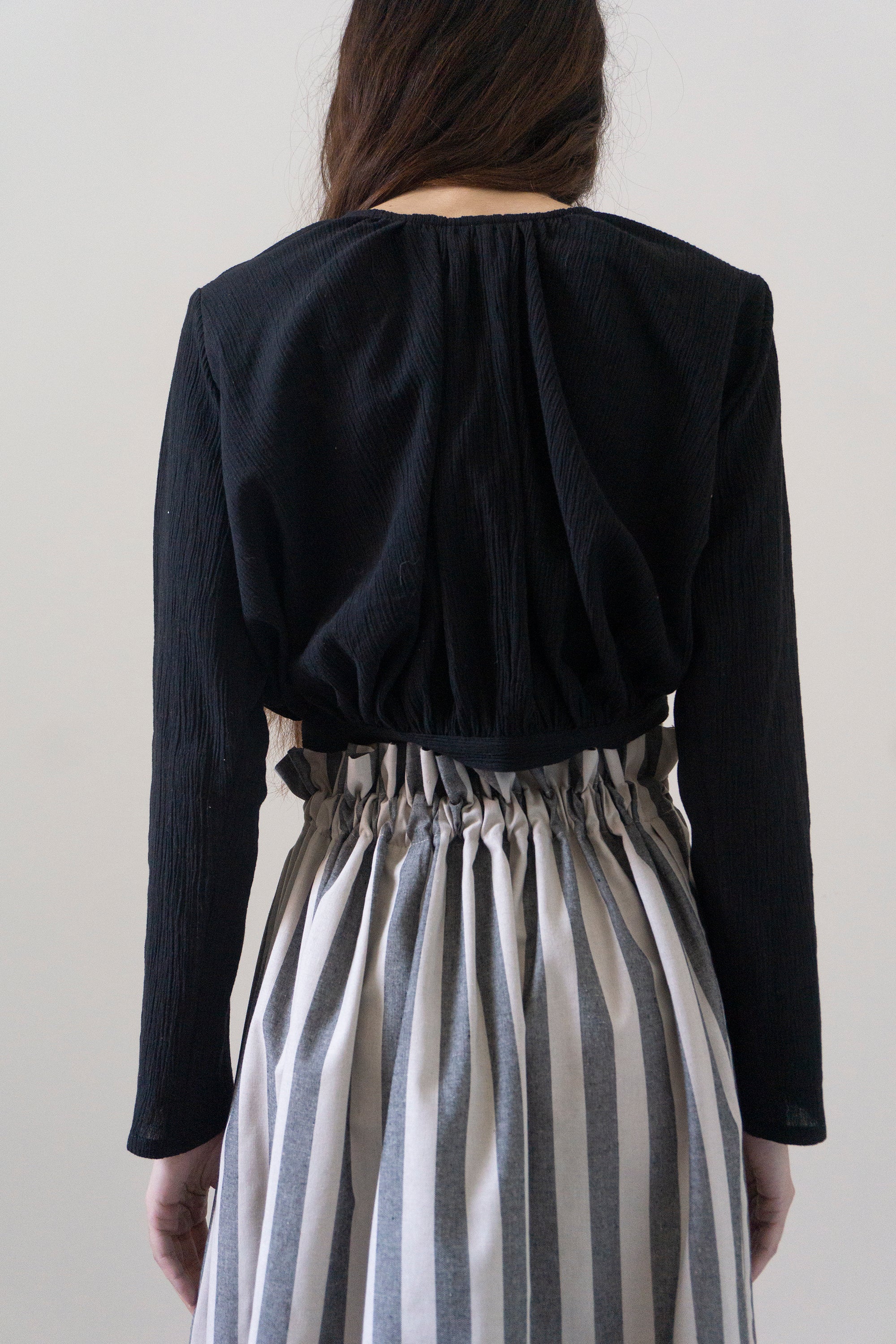 Callisto Top - Black Crinkled Cotton