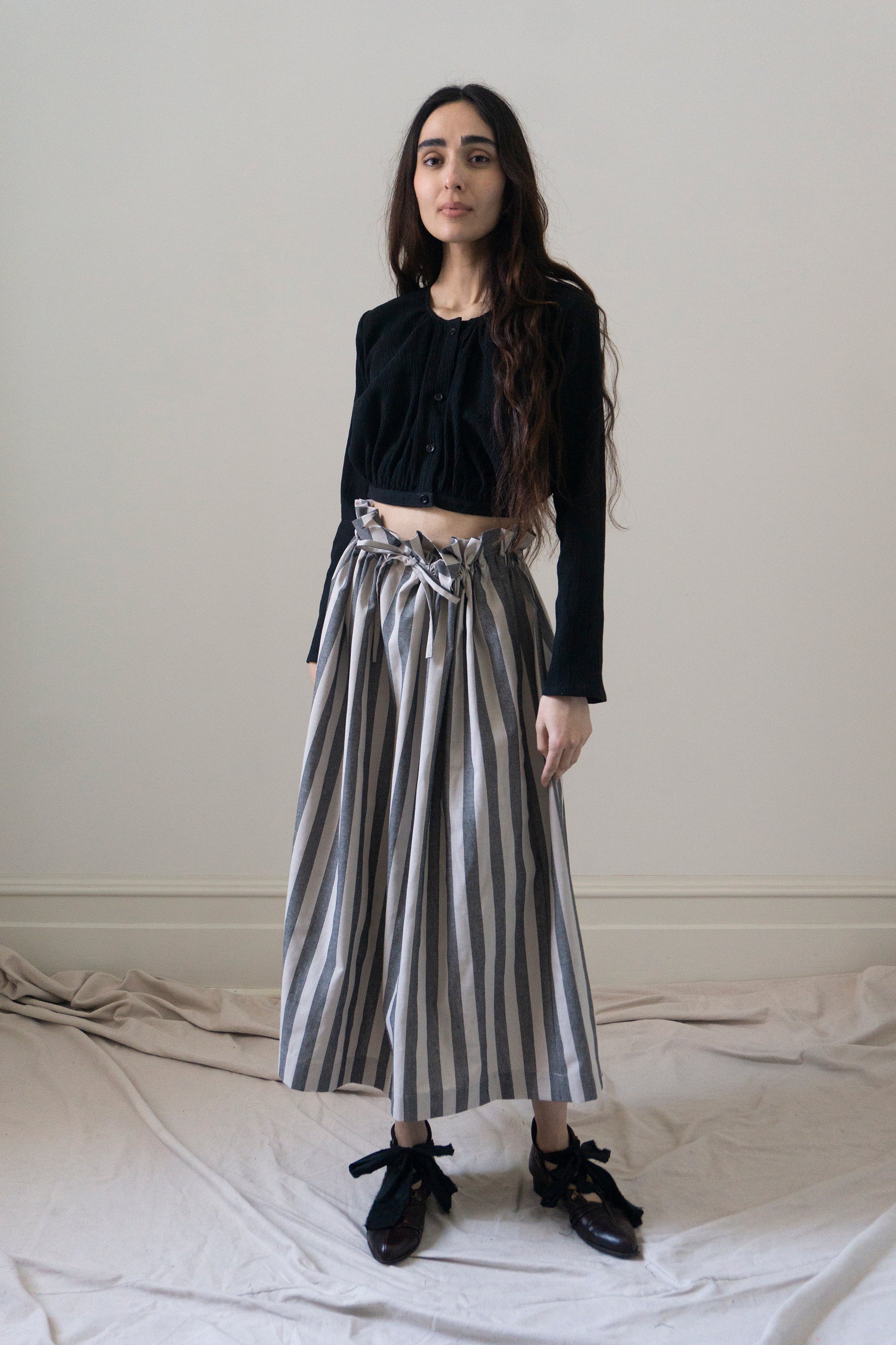 Callisto Top - Black Crinkled Cotton